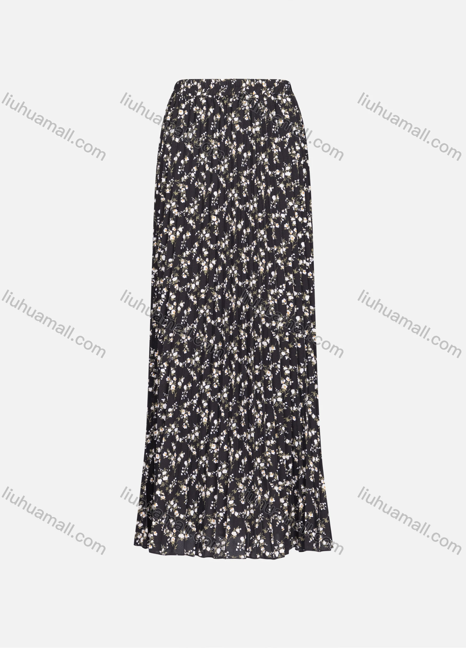 Wholesale Women's Casual Allover Print High Waist Pleated Ruffle Hem Maxi Skirts 98002# - Liuhuamall