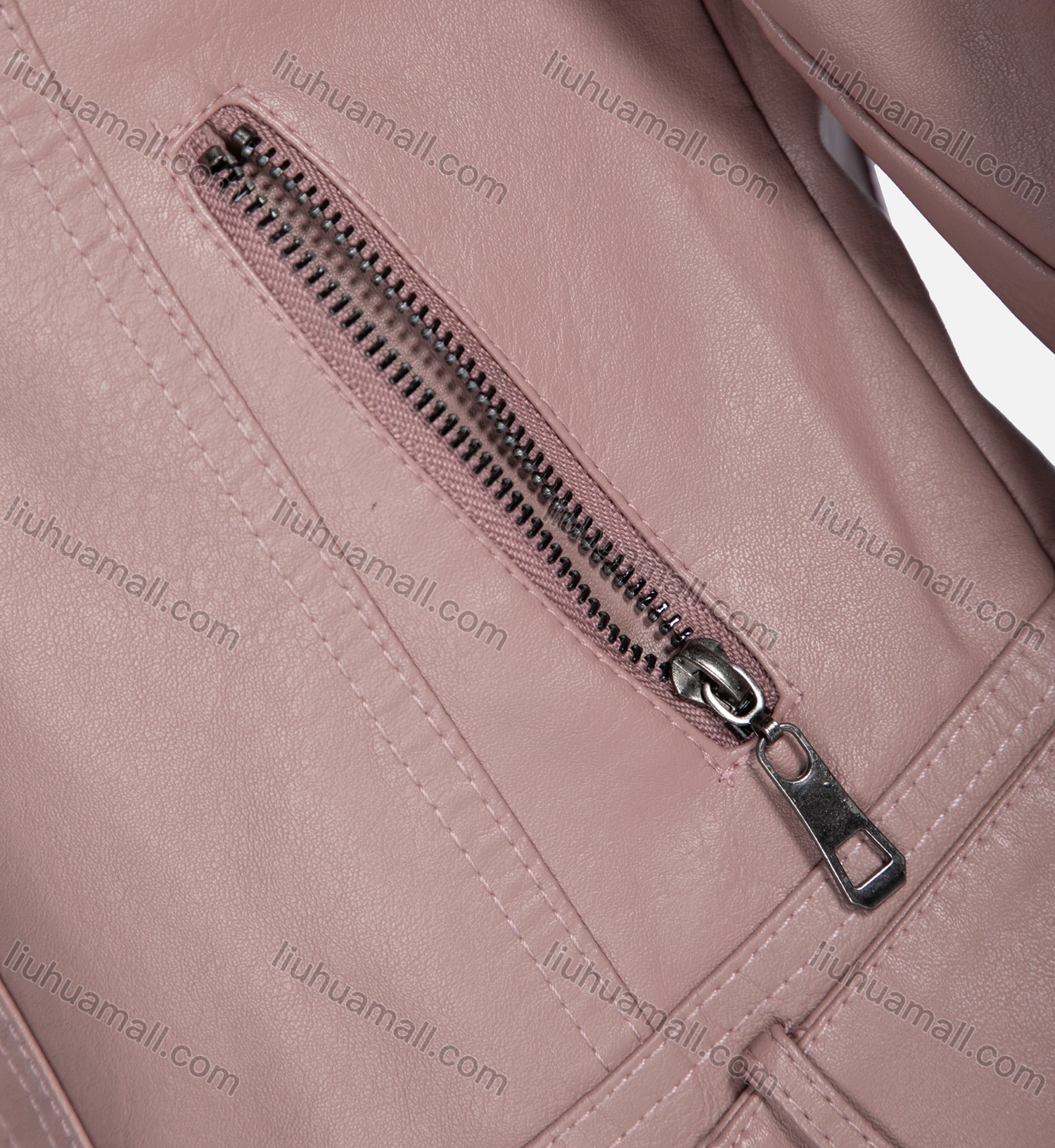 Wholesale Women's Fashion Slim Fit Stand Collar Leather Zipper Crop Leather Jackets 5896# - Liuhuamall