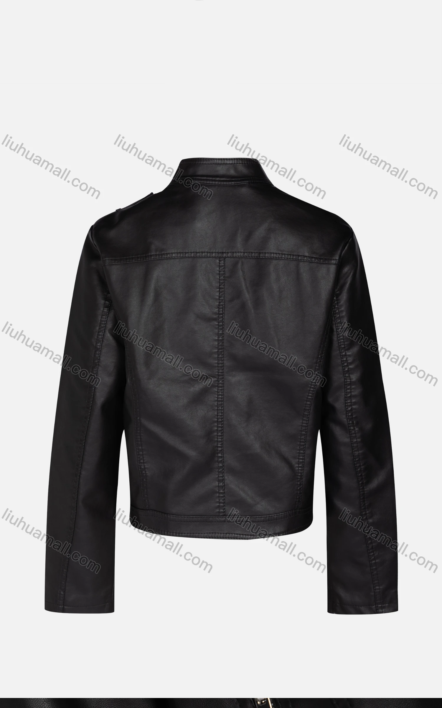 Wholesale Women's Fashion Slim Fit Stand Collar Zipper Crop Leather Biker Jackets 58805# - Liuhuamall