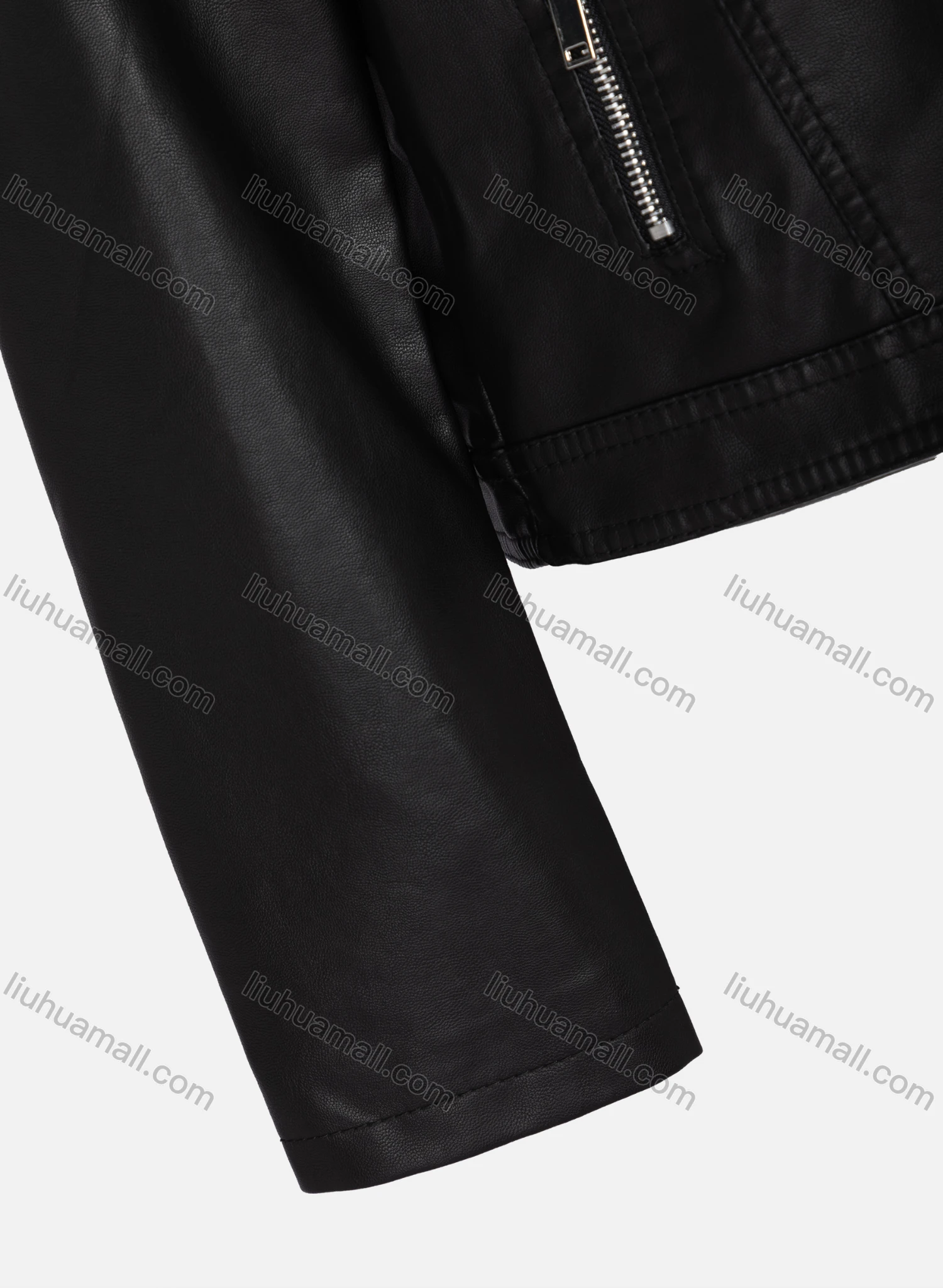 Wholesale Women's Fashion Slim Fit Stand Collar Zipper Crop Leather Biker Jackets 58805# - Liuhuamall