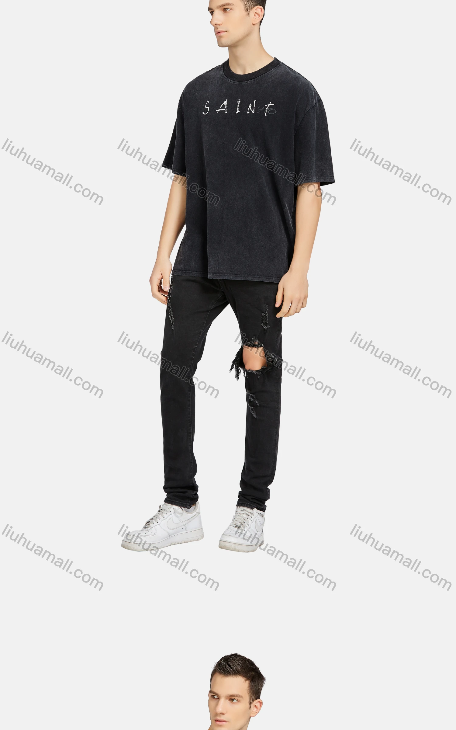 Wholesale Men's Hip Hop Crew Neck Short Sleeve Loose Fit Letter T-shirt - Liuhuamall