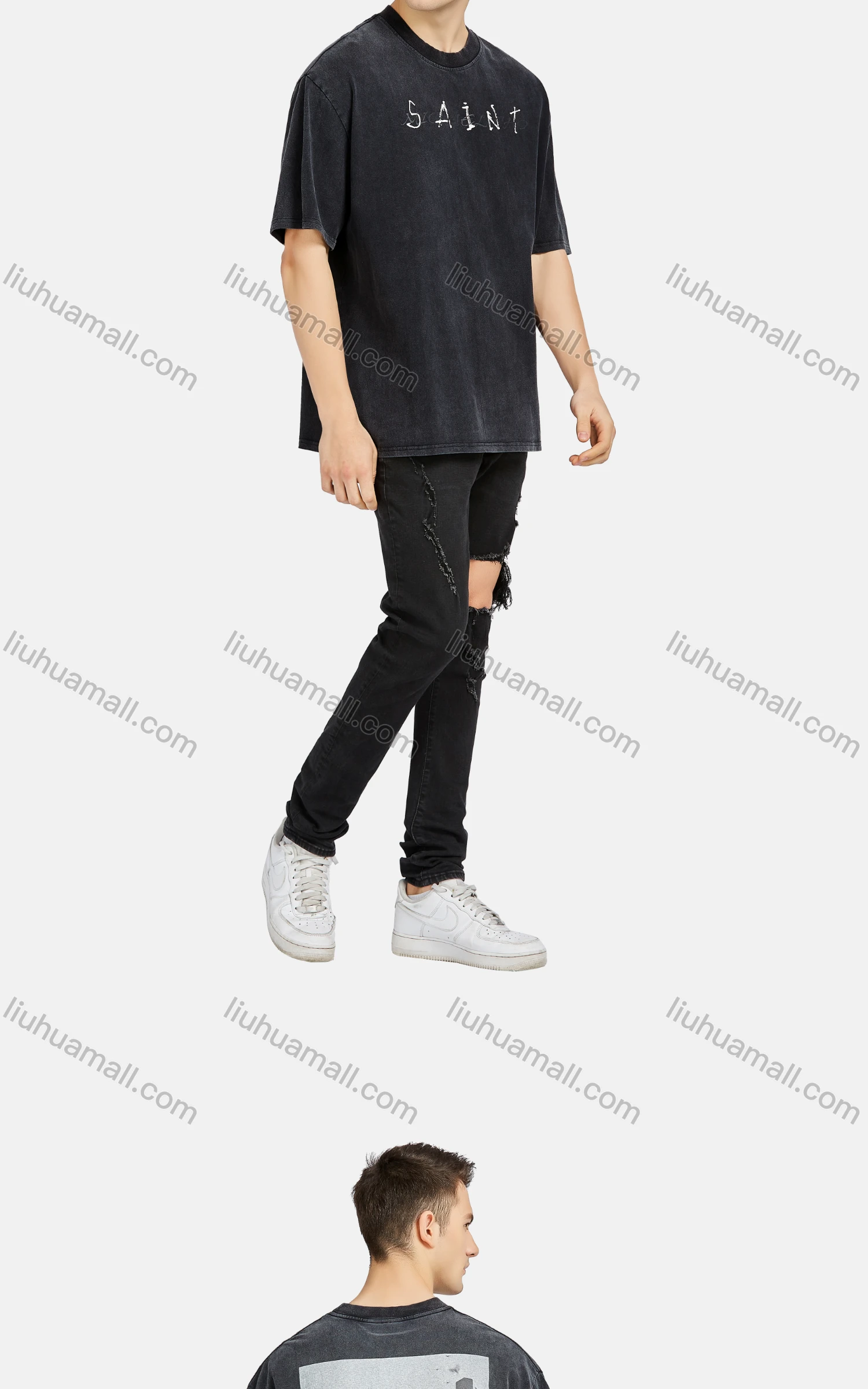 Wholesale Men's Hip Hop Crew Neck Short Sleeve Loose Fit Letter T-shirt - Liuhuamall