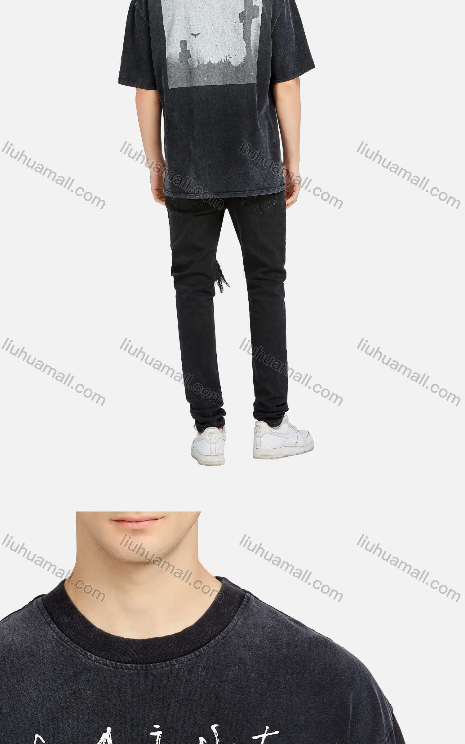 Wholesale Men's Hip Hop Crew Neck Short Sleeve Loose Fit Letter T-shirt - Liuhuamall