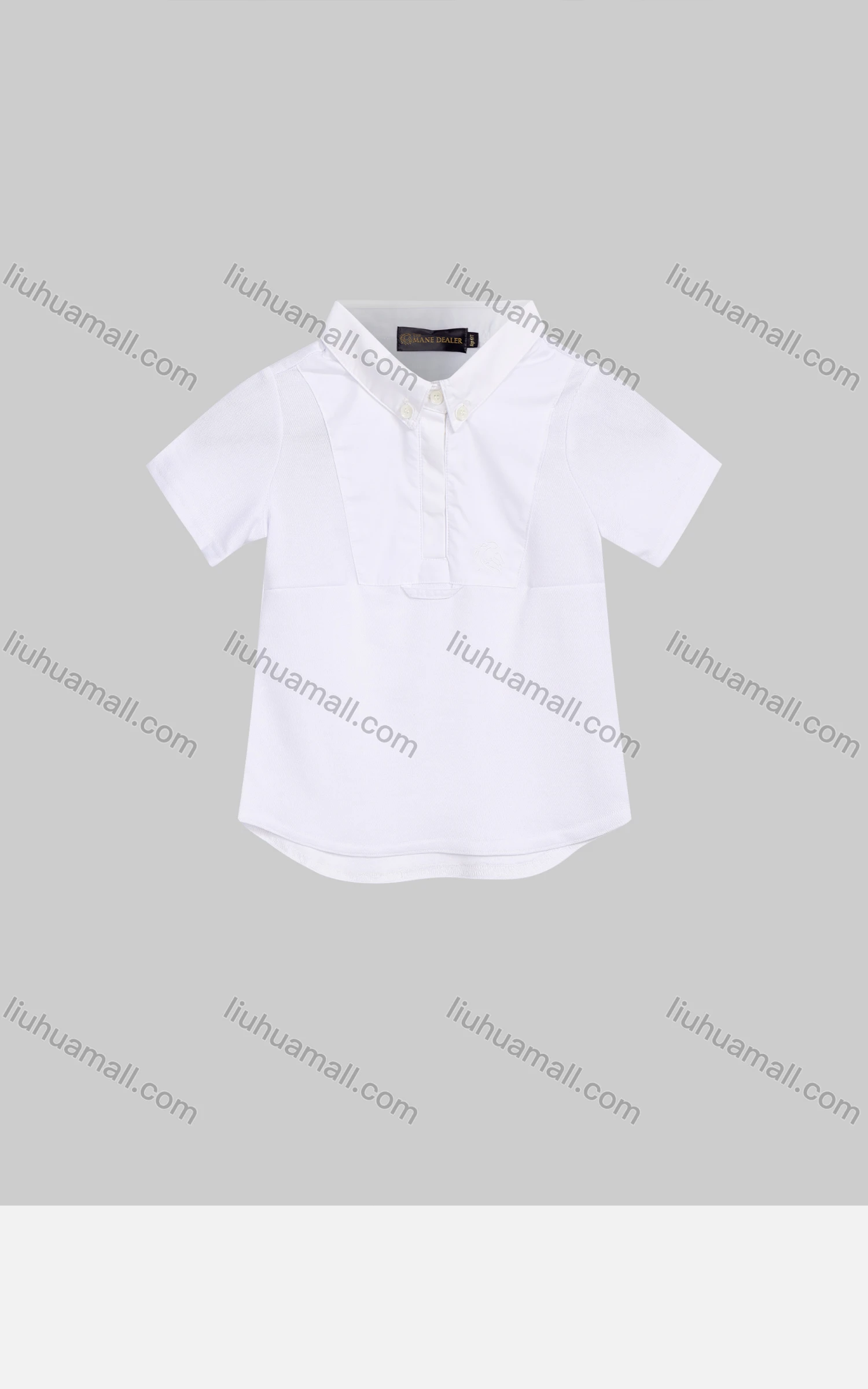 Wholesale Boy's Casual Plain Collared Short Sleeve Button Front Curved Hem Polo Shirt 003# - Liuhuamall