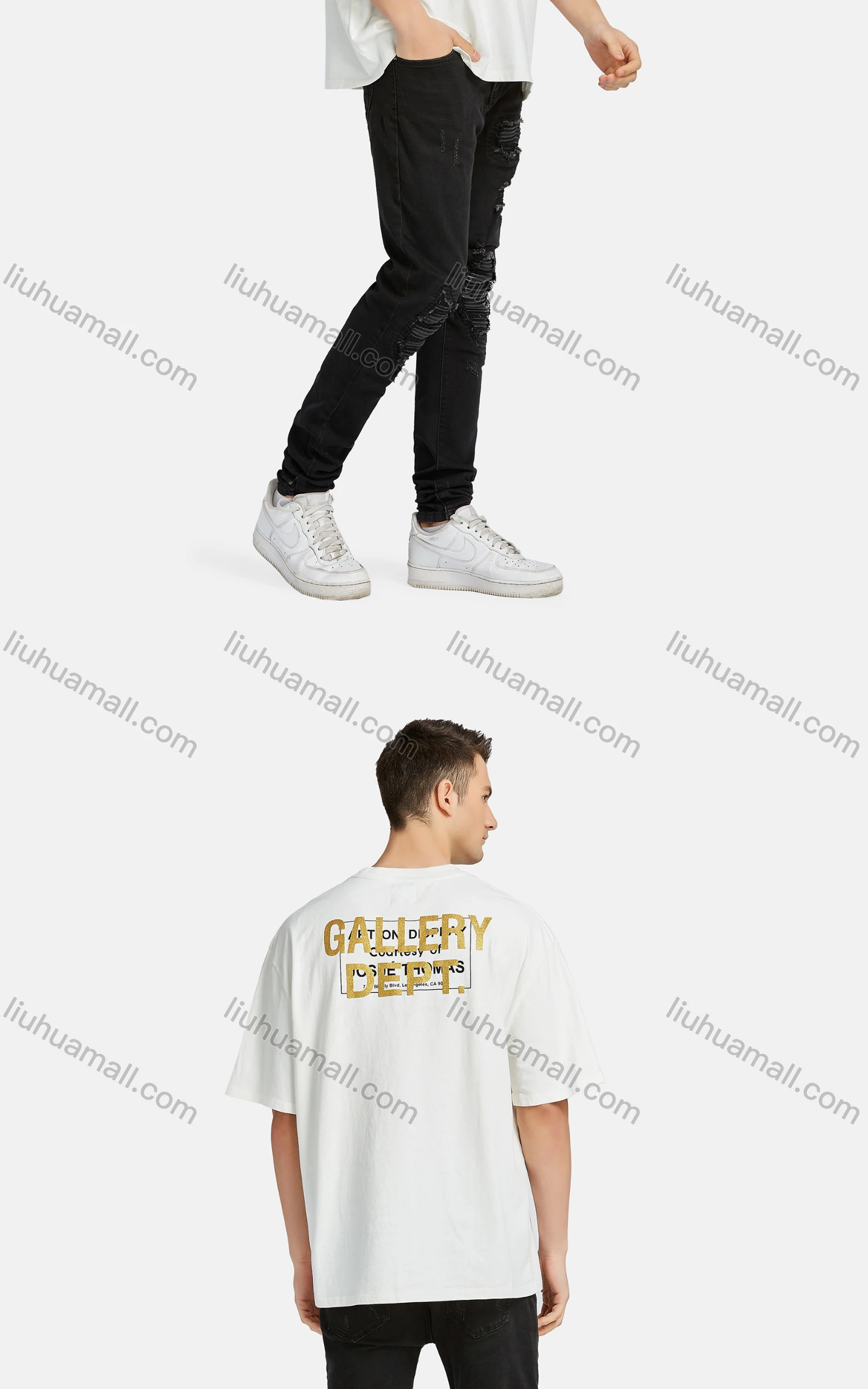 Wholesale Men's Hip Hop Crew Neck Short Sleeve Loose Fit Graphic Letter T-shirt - Liuhuamall