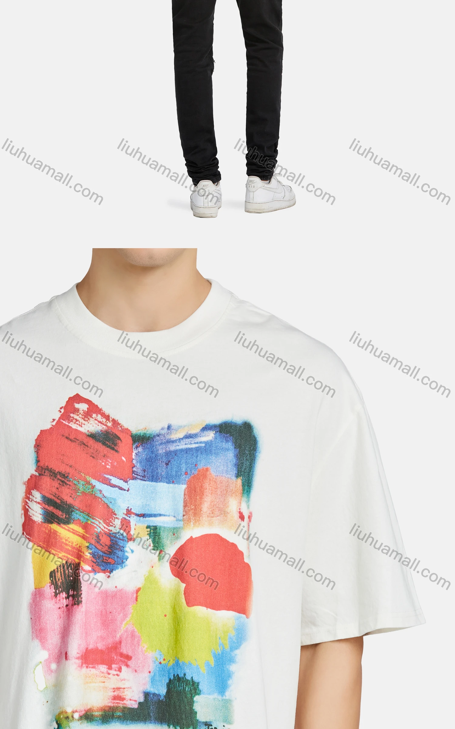 Wholesale Men's Hip Hop Crew Neck Short Sleeve Loose Fit Graphic Letter T-shirt - Liuhuamall