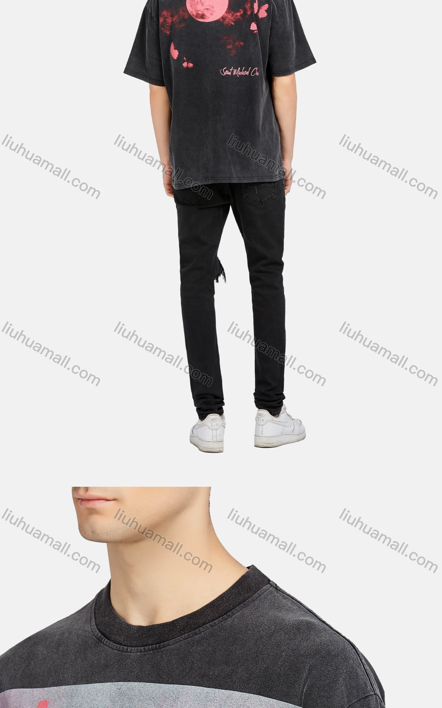 Wholesale Men's Hip Hop Crew Neck Short Sleeve Loose Fit Graphic Letter T-shirt - Liuhuamall