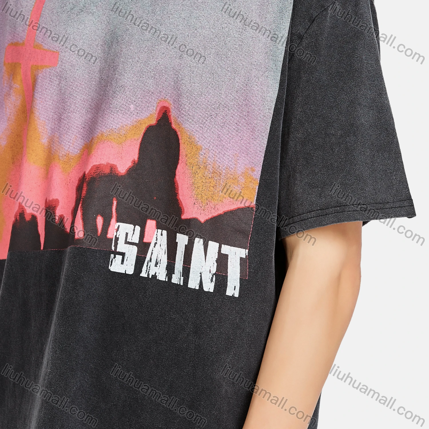 Wholesale Men's Hip Hop Crew Neck Short Sleeve Loose Fit Graphic Letter T-shirt - Liuhuamall