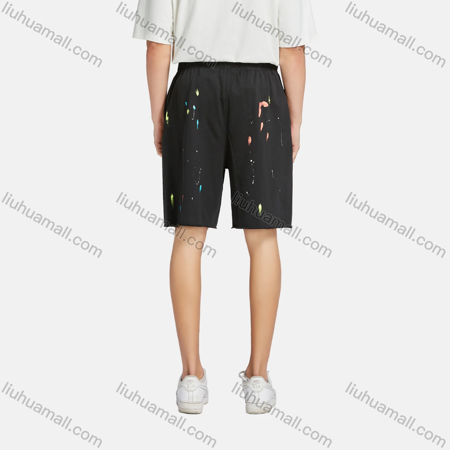 Wholesale Men's Casual Letter Ink Splash Elastic Waist Shorts - Liuhuamall