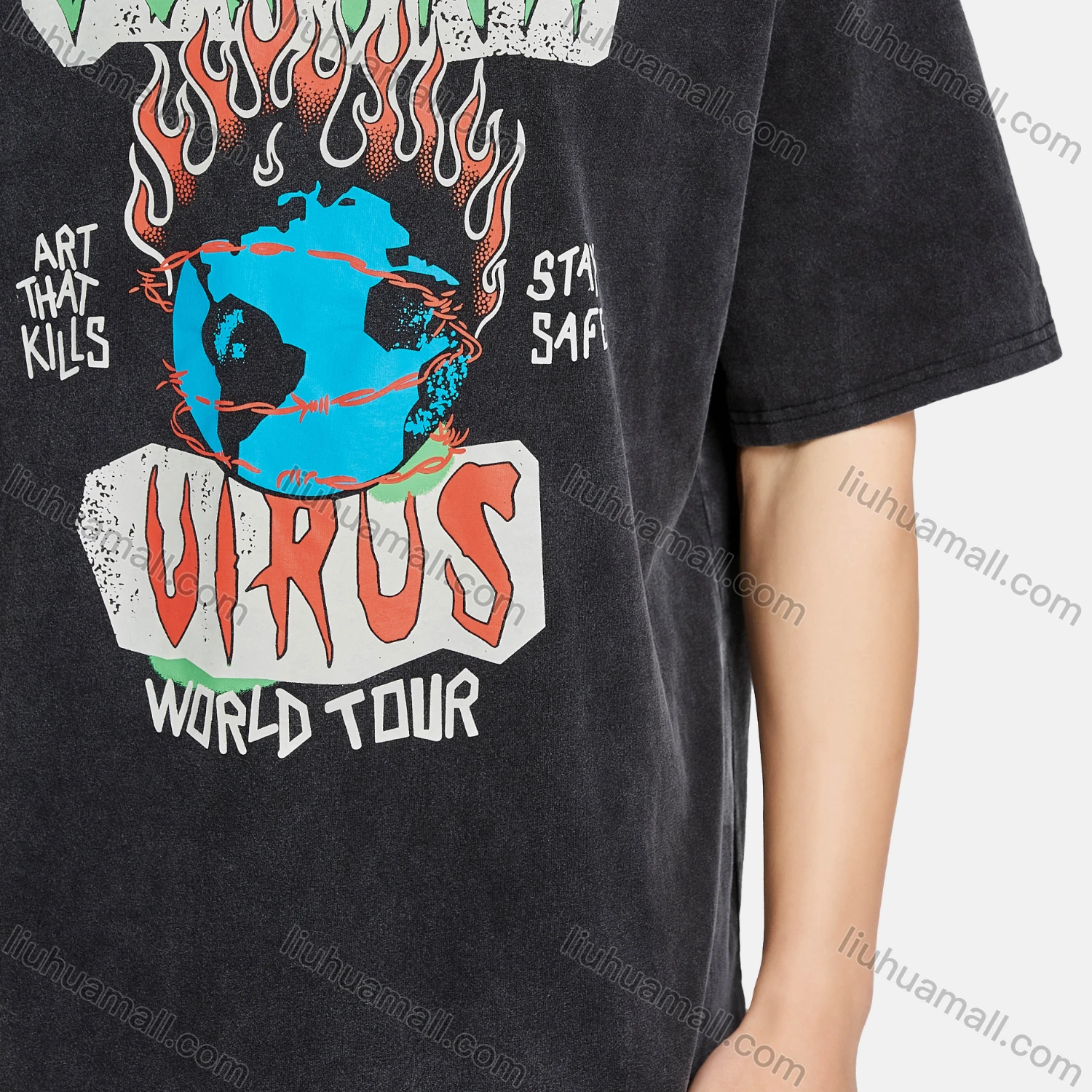 Wholesale Men's Hip Hop Crew Neck Short Sleeve Loose Fit Graphic Letter T-shirt - Liuhuamall