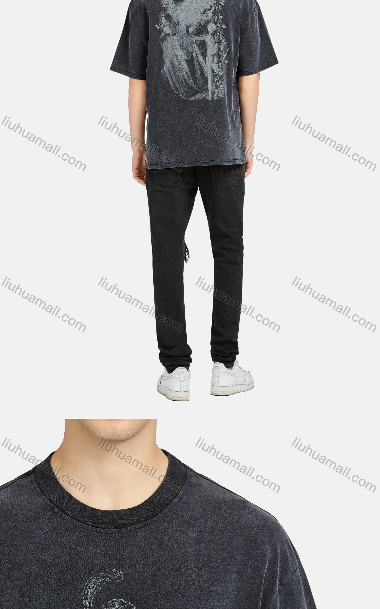 Wholesale Men's Hip Hop Crew Neck Short Sleeve Loose Fit Graphic Letter T-shirt - Liuhuamall