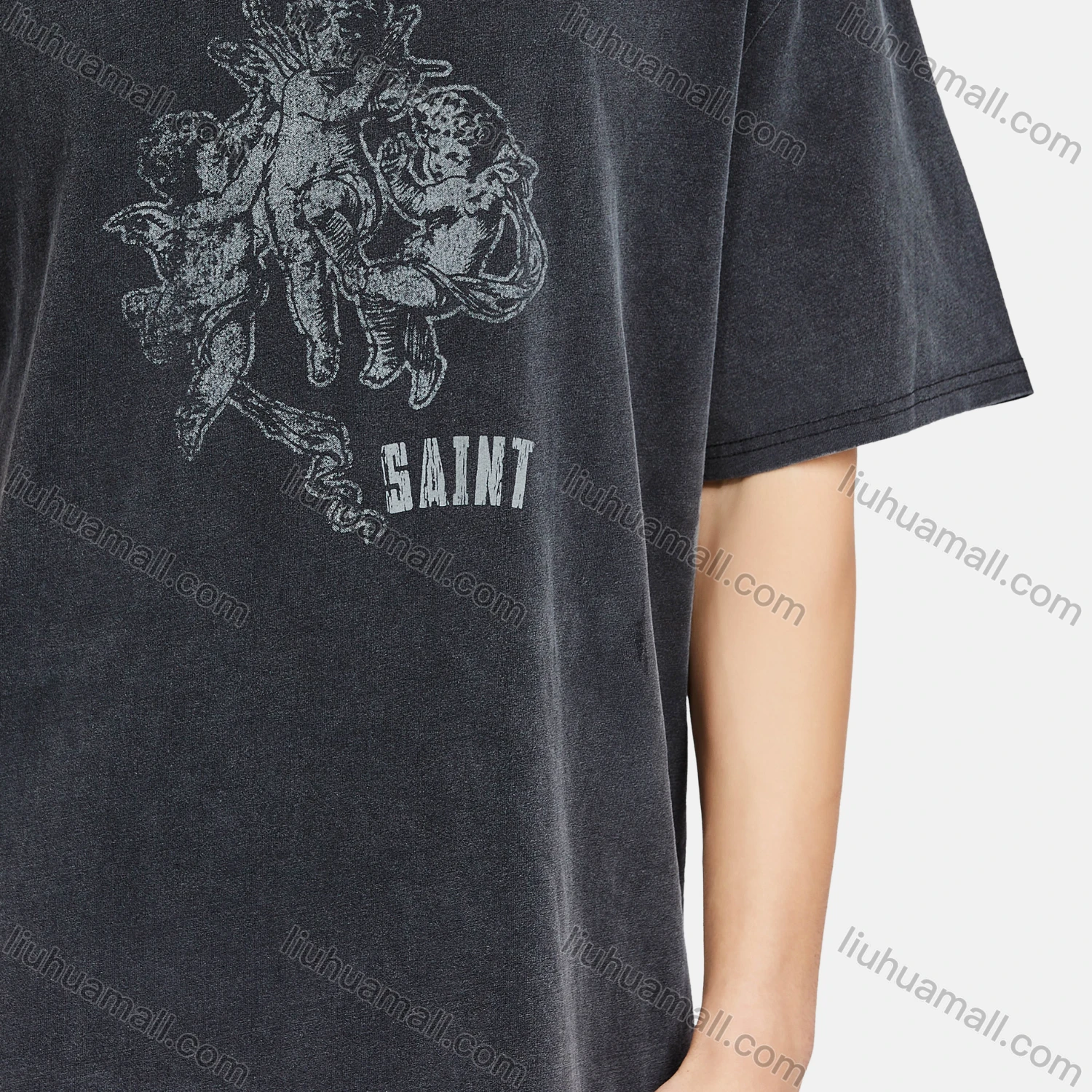 Wholesale Men's Hip Hop Crew Neck Short Sleeve Loose Fit Graphic Letter T-shirt - Liuhuamall