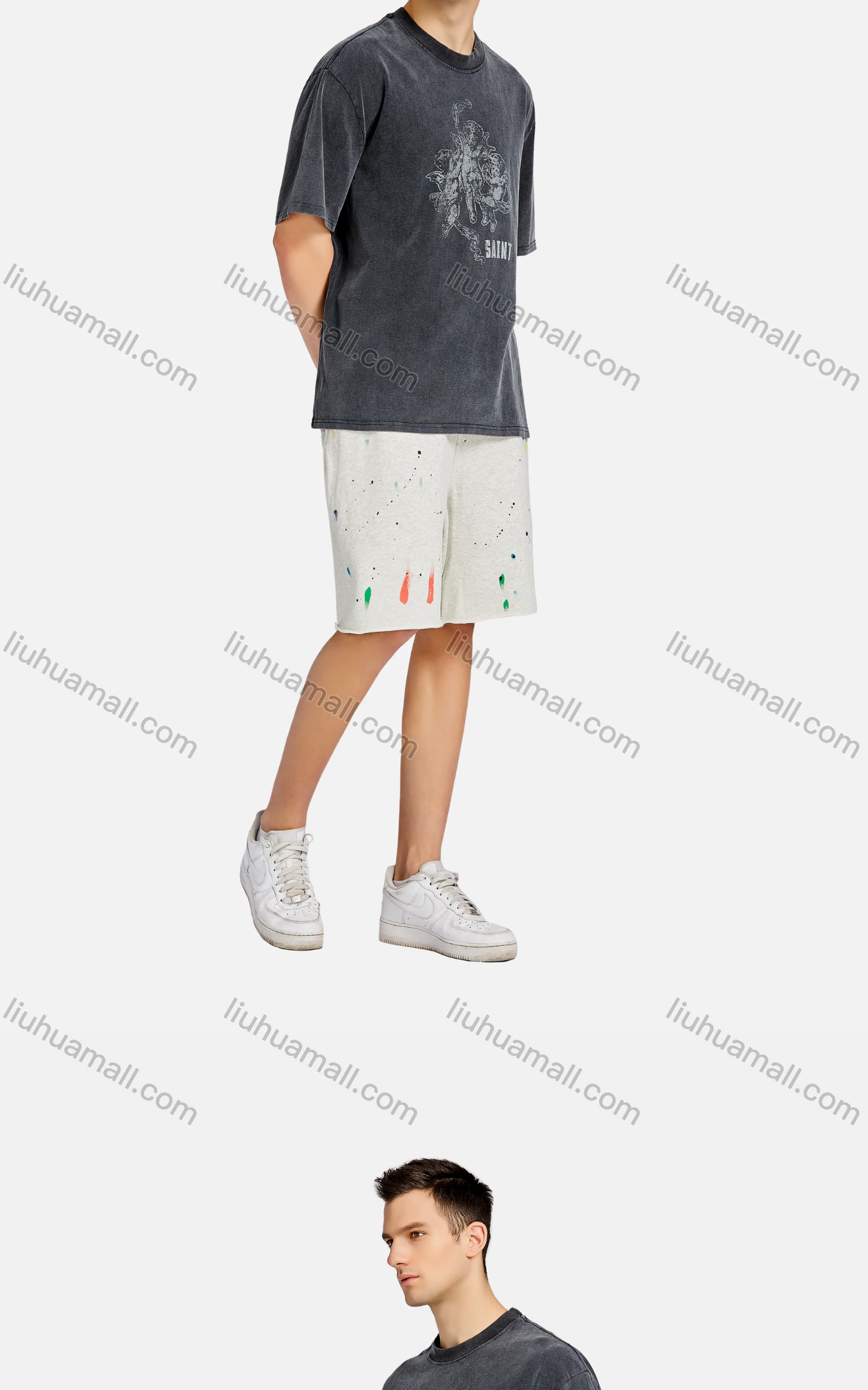 Wholesale Men's Hip Hop Crew Neck Short Sleeve Loose Fit Graphic Letter T-shirt - Liuhuamall