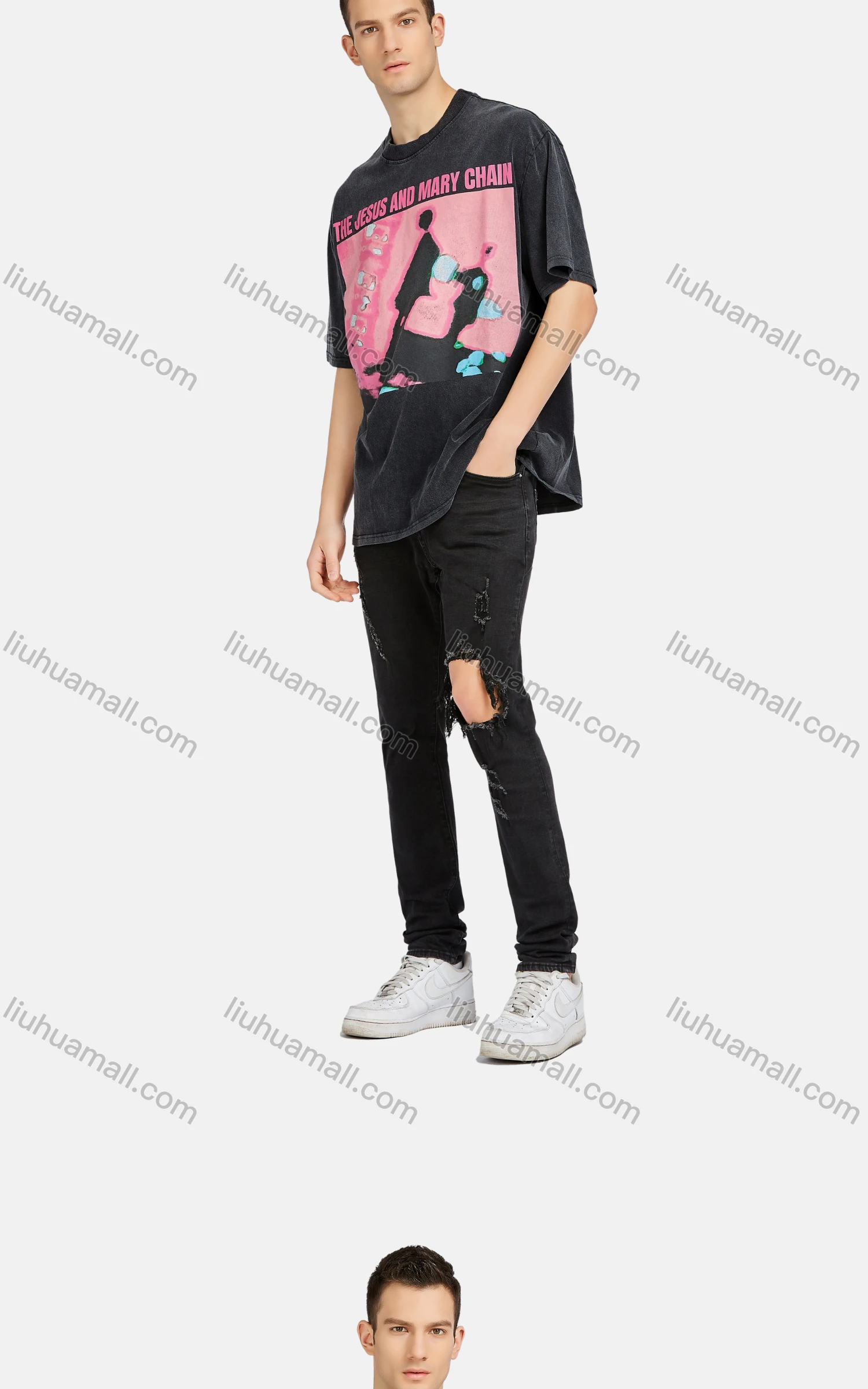 Wholesale Men's Hip Hop Crew Neck Short Sleeve Loose Fit Graphic Letter T-shirt - Liuhuamall