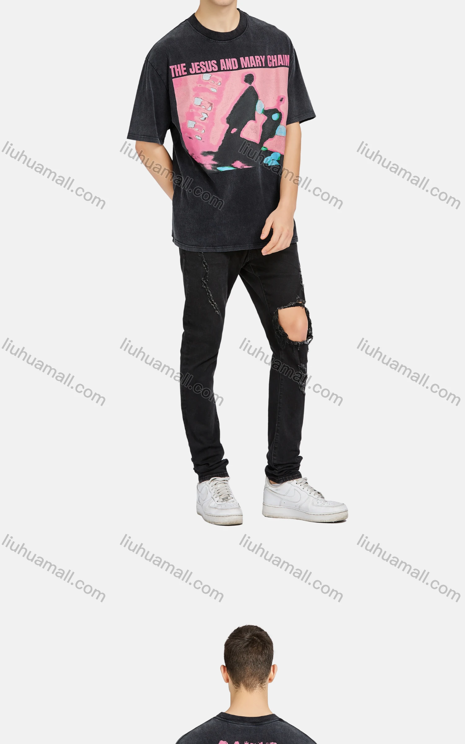 Wholesale Men's Hip Hop Crew Neck Short Sleeve Loose Fit Graphic Letter T-shirt - Liuhuamall