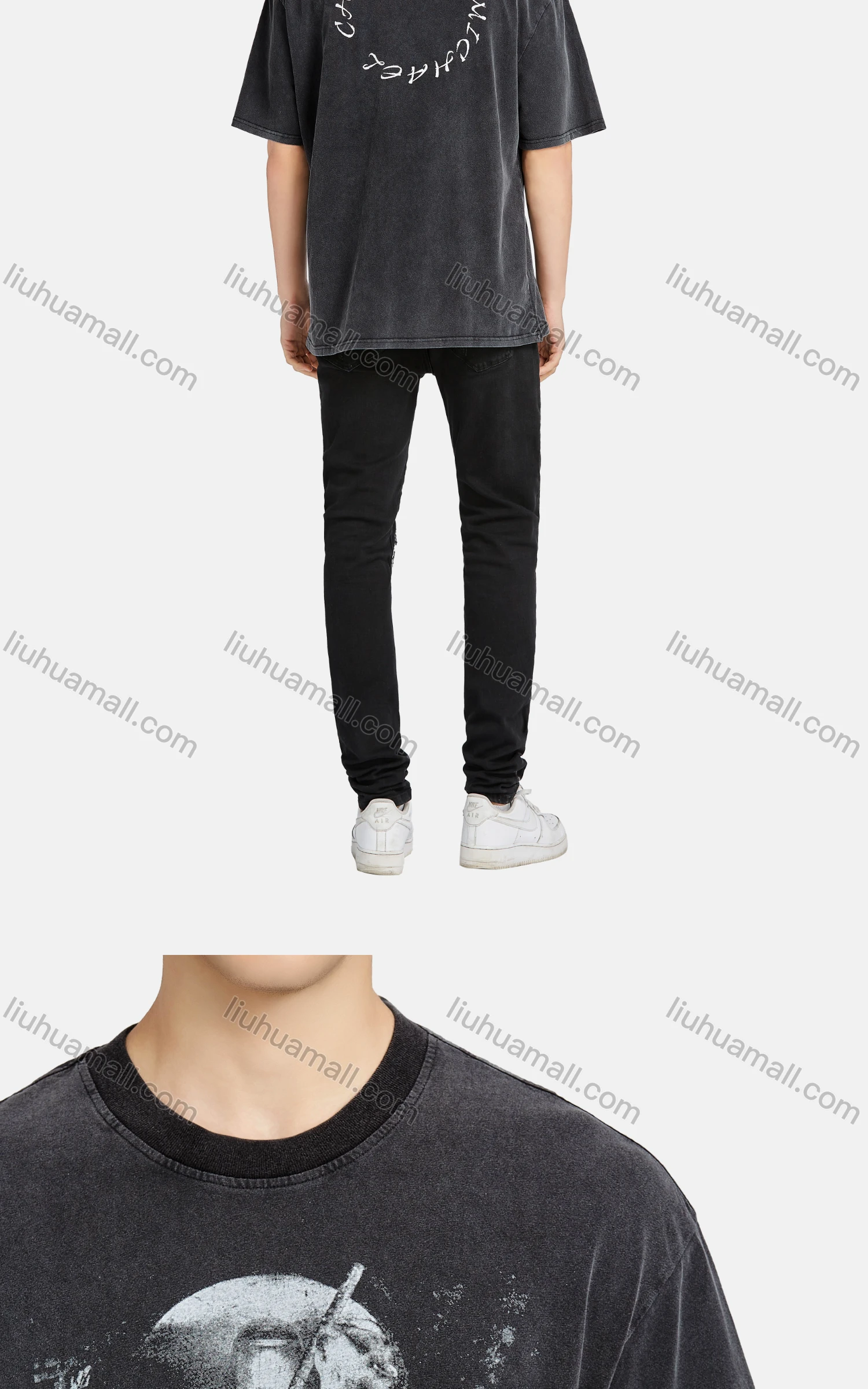 Wholesale Men's Hip Hop Crew Neck Short Sleeve Loose Fit Graphic Letter T-shirt - Liuhuamall