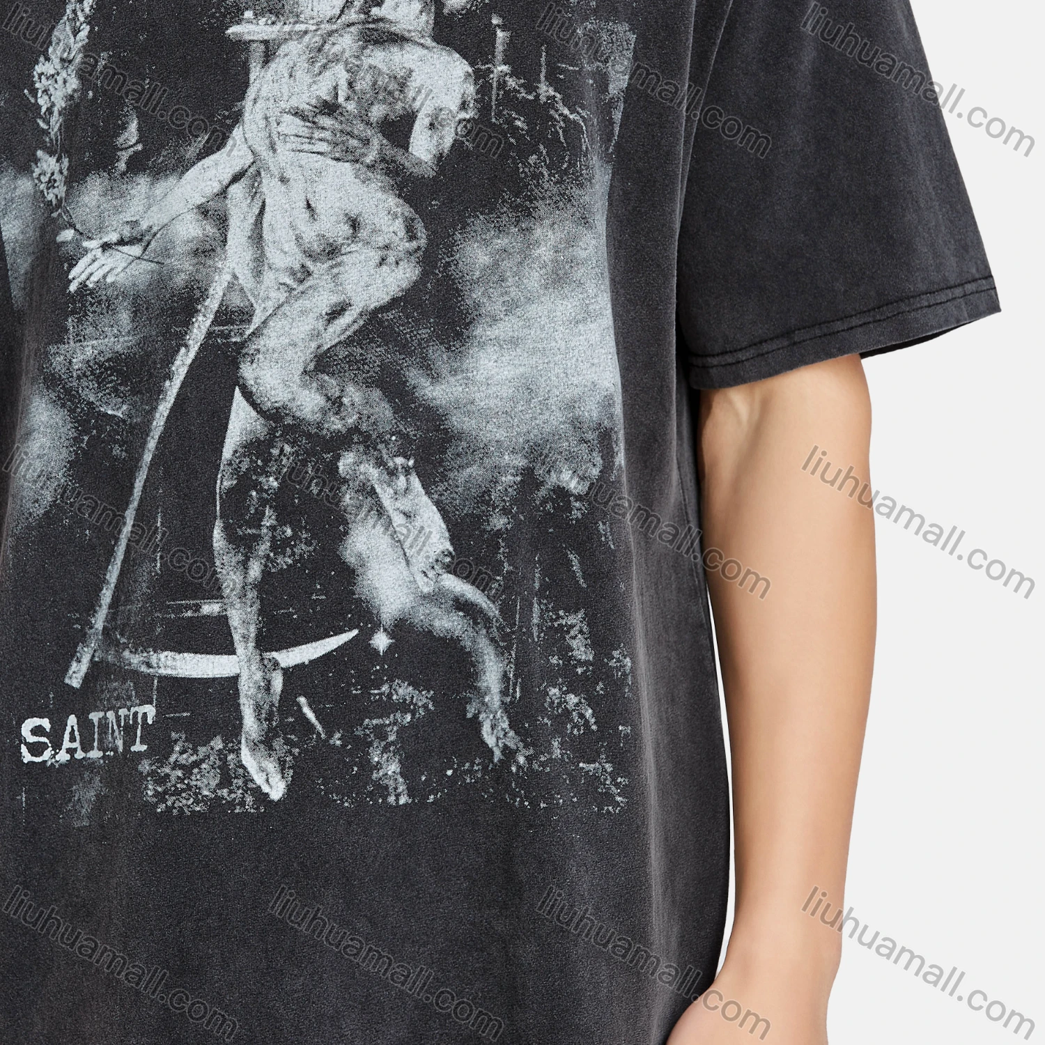 Wholesale Men's Hip Hop Crew Neck Short Sleeve Loose Fit Graphic Letter T-shirt - Liuhuamall