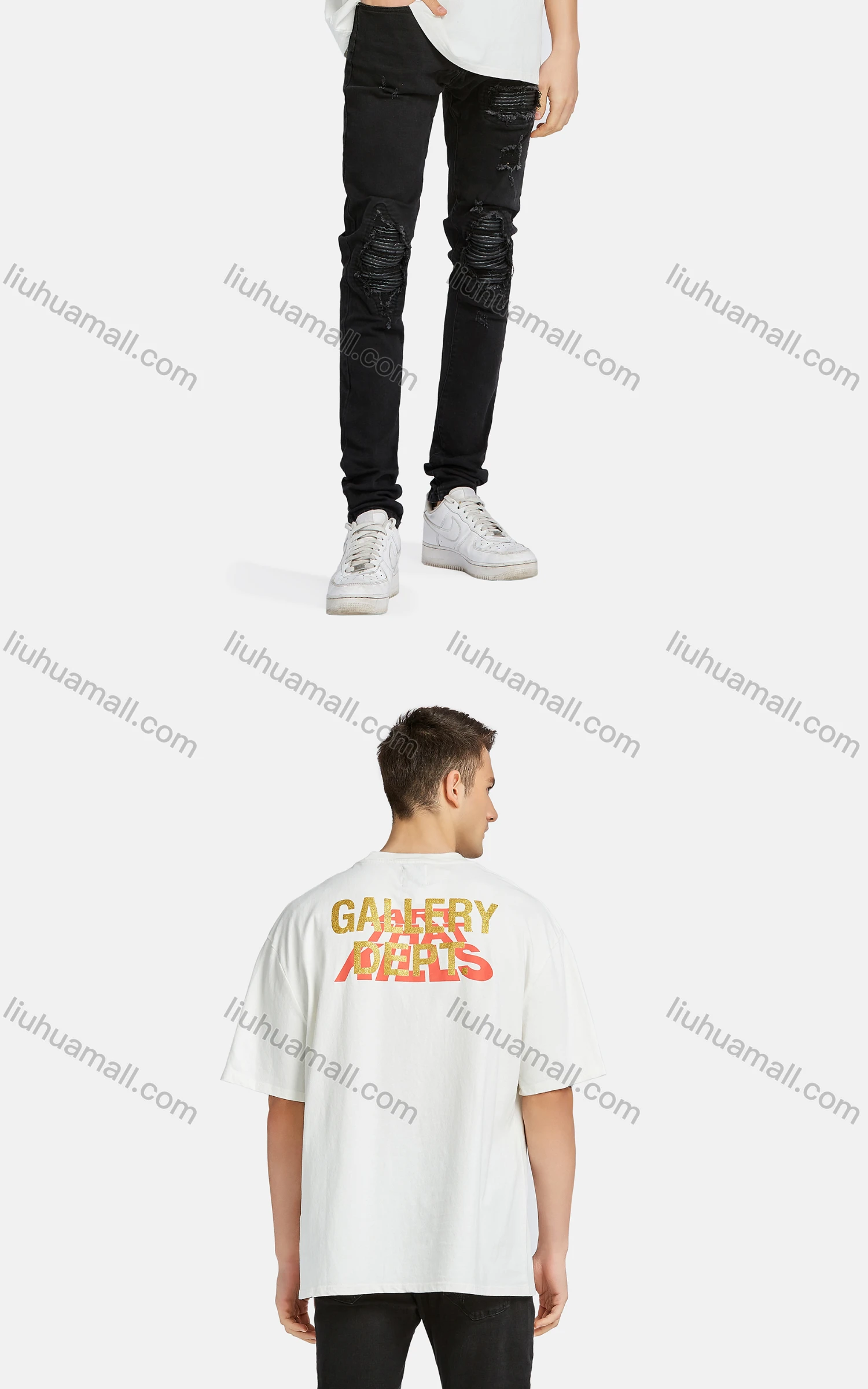 Wholesale Men's Hip Hop Crew Neck Short Sleeve Loose Fit Graphic Letter T-shirt - Liuhuamall