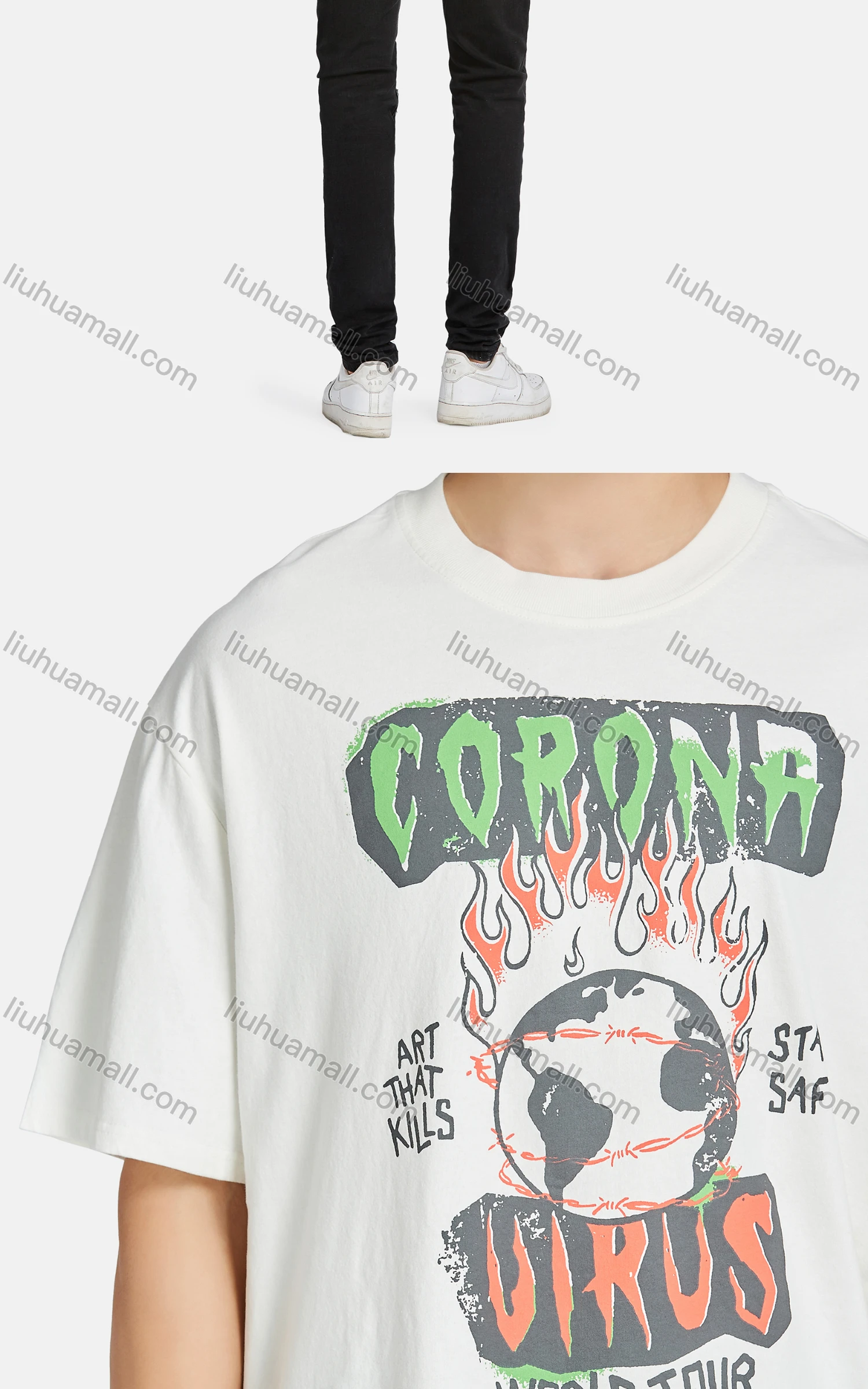 Wholesale Men's Hip Hop Crew Neck Short Sleeve Loose Fit Graphic Letter T-shirt - Liuhuamall