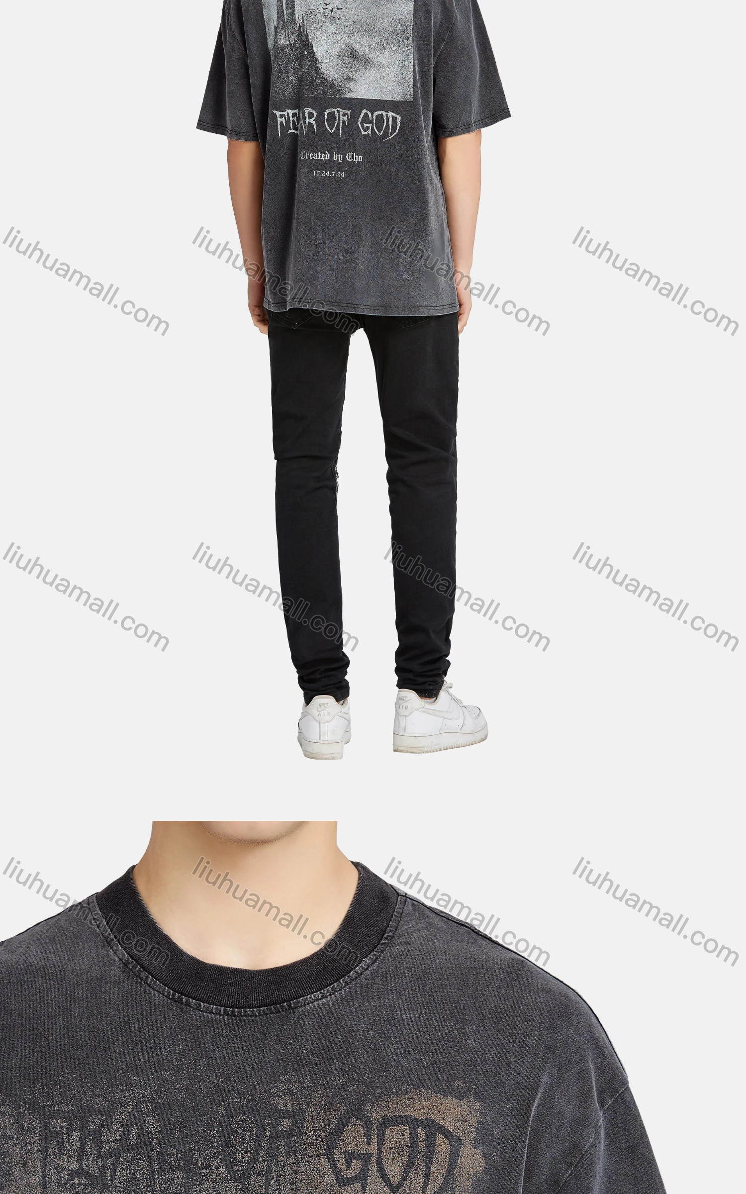 Wholesale Men's Hip Hop Crew Neck Short Sleeve Loose Fit Graphic Letter T-shirt - Liuhuamall