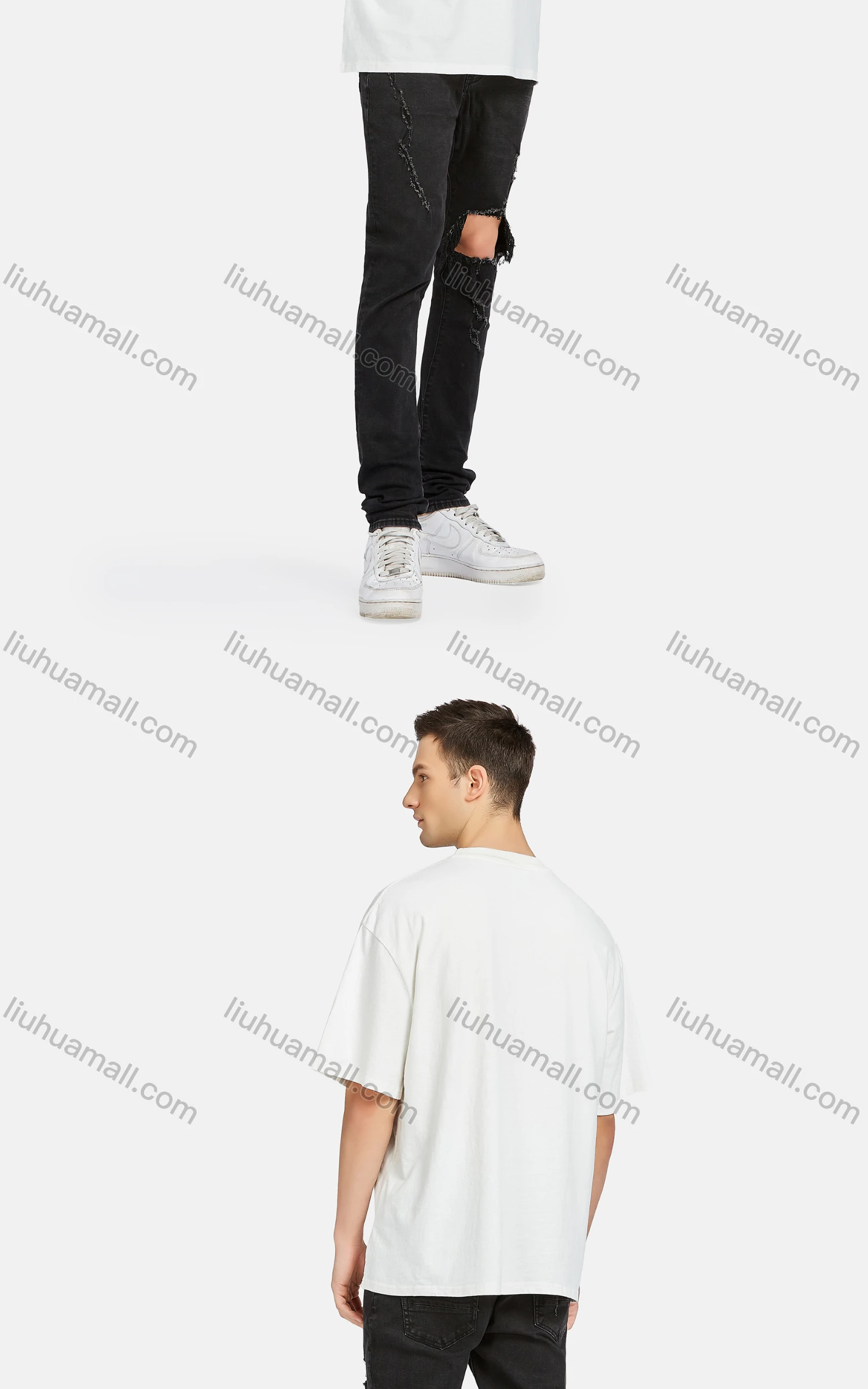 Wholesale Men's Hip Hop Crew Neck Short Sleeve Loose Fit Graphic Letter T-shirt - Liuhuamall