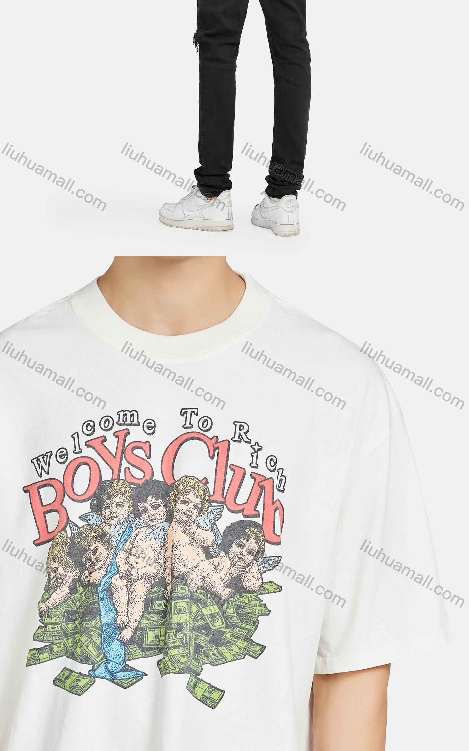 Wholesale Men's Hip Hop Crew Neck Short Sleeve Loose Fit Graphic Letter T-shirt - Liuhuamall