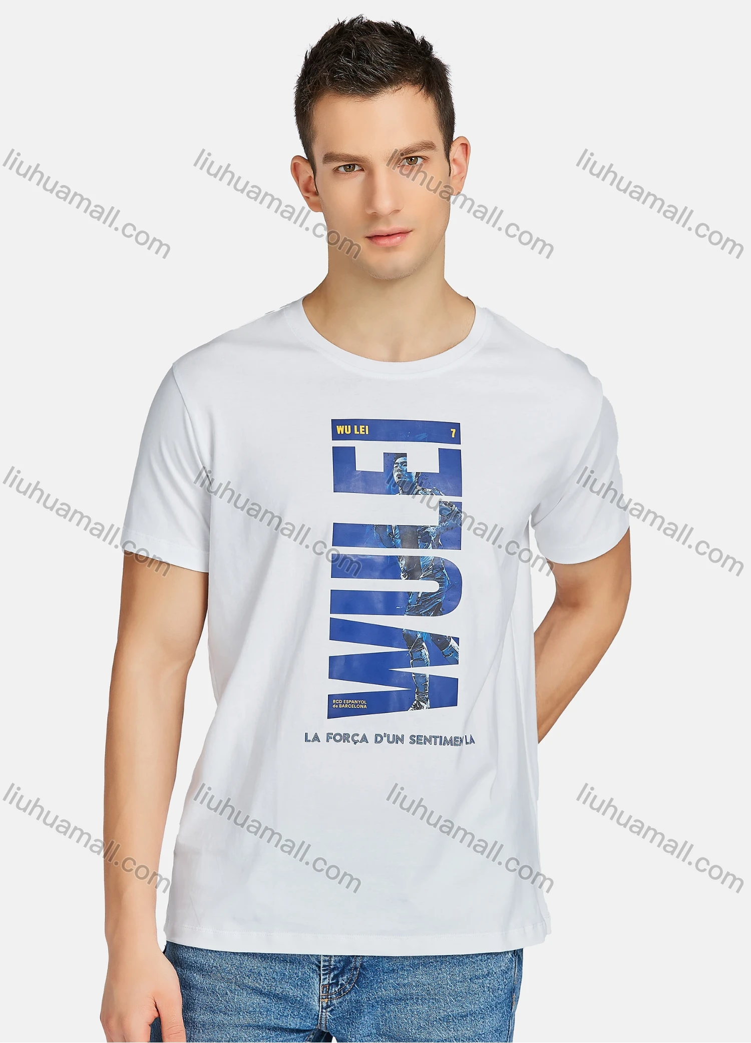 Wholesale Men's Casual Letter Graphic Round Neck Short Sleeve Tee - Liuhuamall