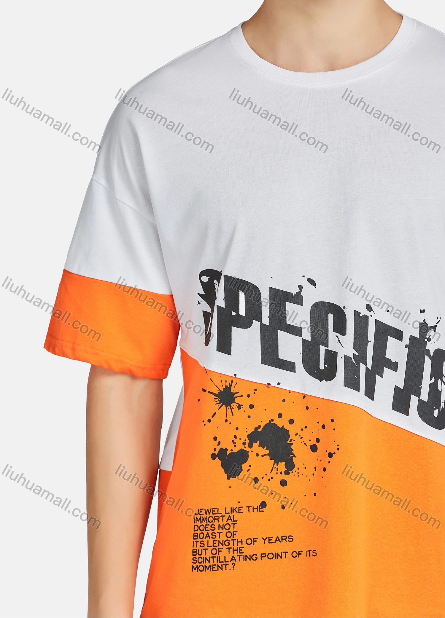 Wholesale Men's Casual Letter Graphic Colorblock Round Neck Short Sleeve Tee - Liuhuamall