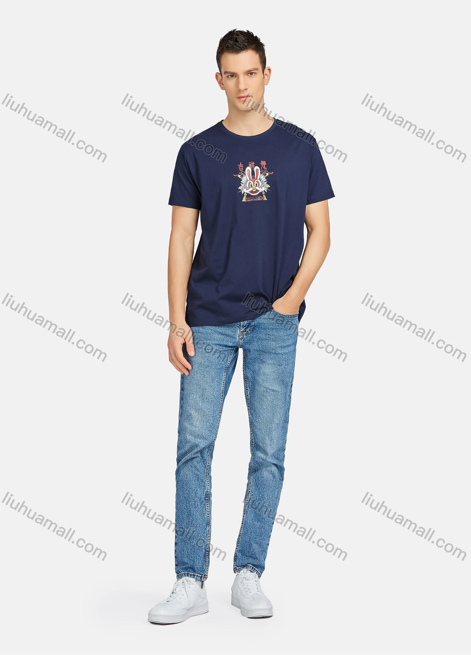 Wholesale Men's Casual Cartoon Graphic Round Neck Short Sleeve Tee - Liuhuamall