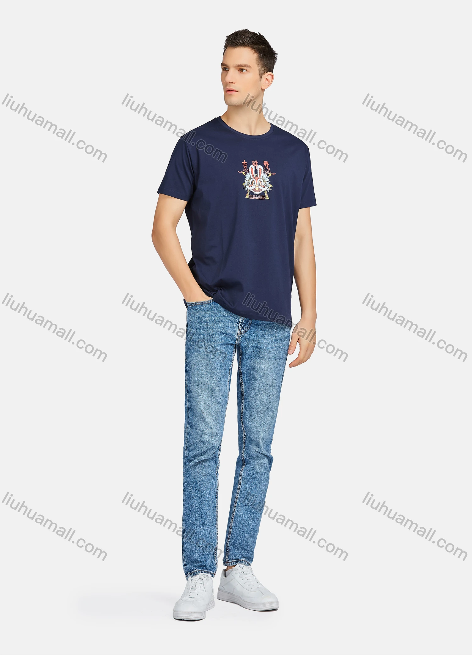Wholesale Men's Casual Cartoon Graphic Round Neck Short Sleeve Tee - Liuhuamall