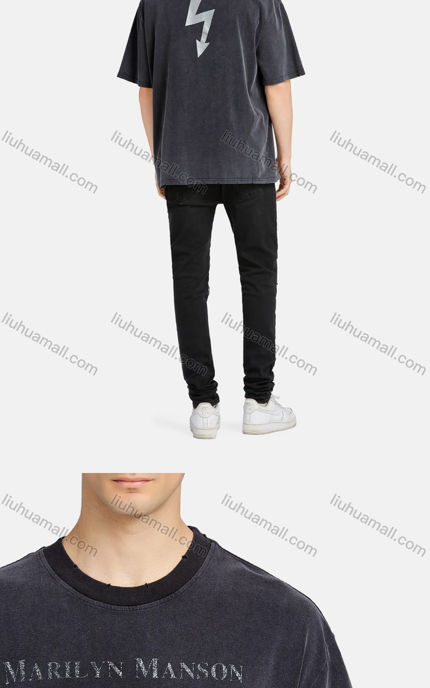 Wholesale Men's Hip Hop Crew Neck Short Sleeve Loose Fit Graphic Letter T-shirt - Liuhuamall