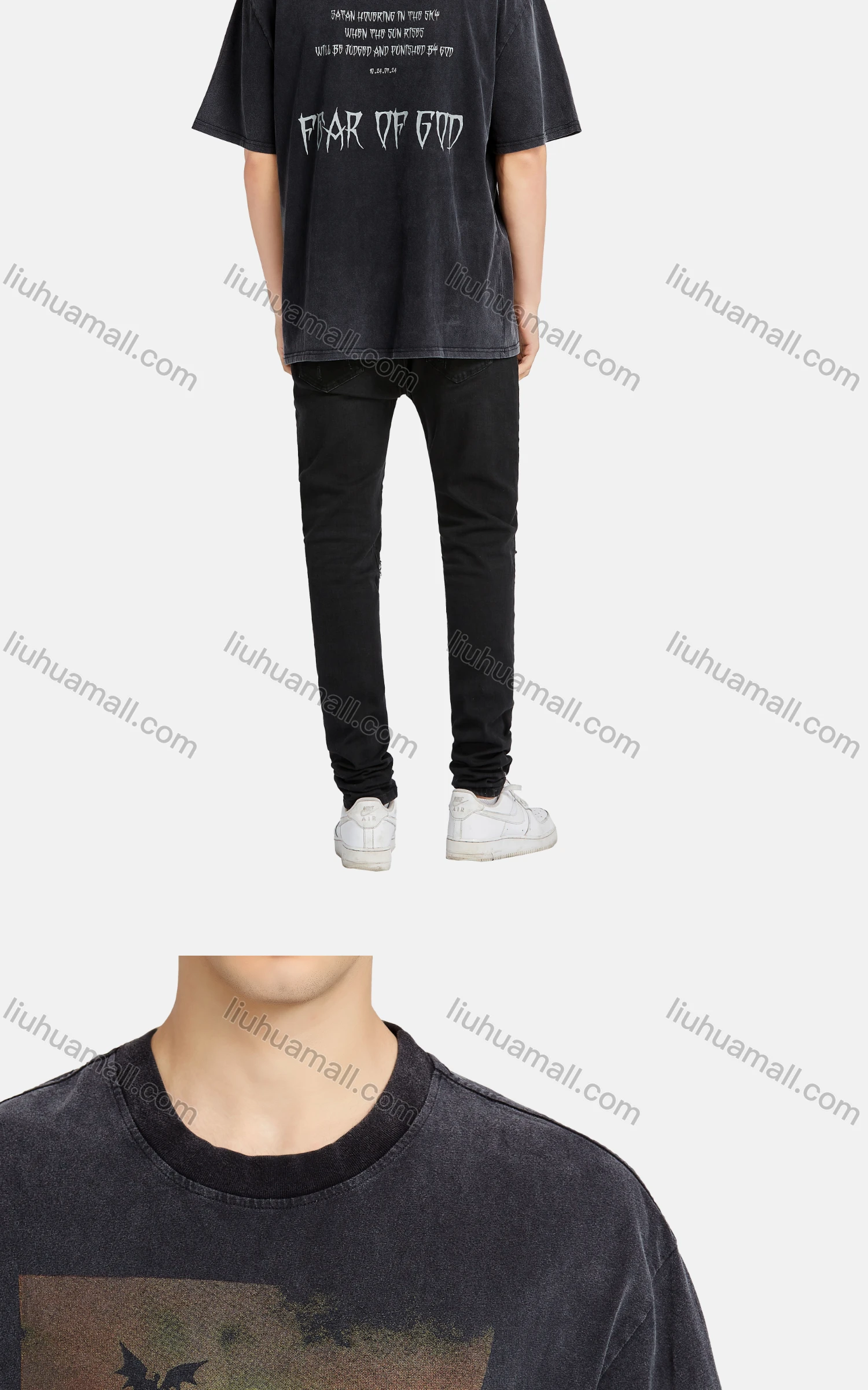 Wholesale Men's Hip Hop Casual Crew Neck Short Sleeve Loose Fit Graphic Letter T-shirt - Liuhuamall
