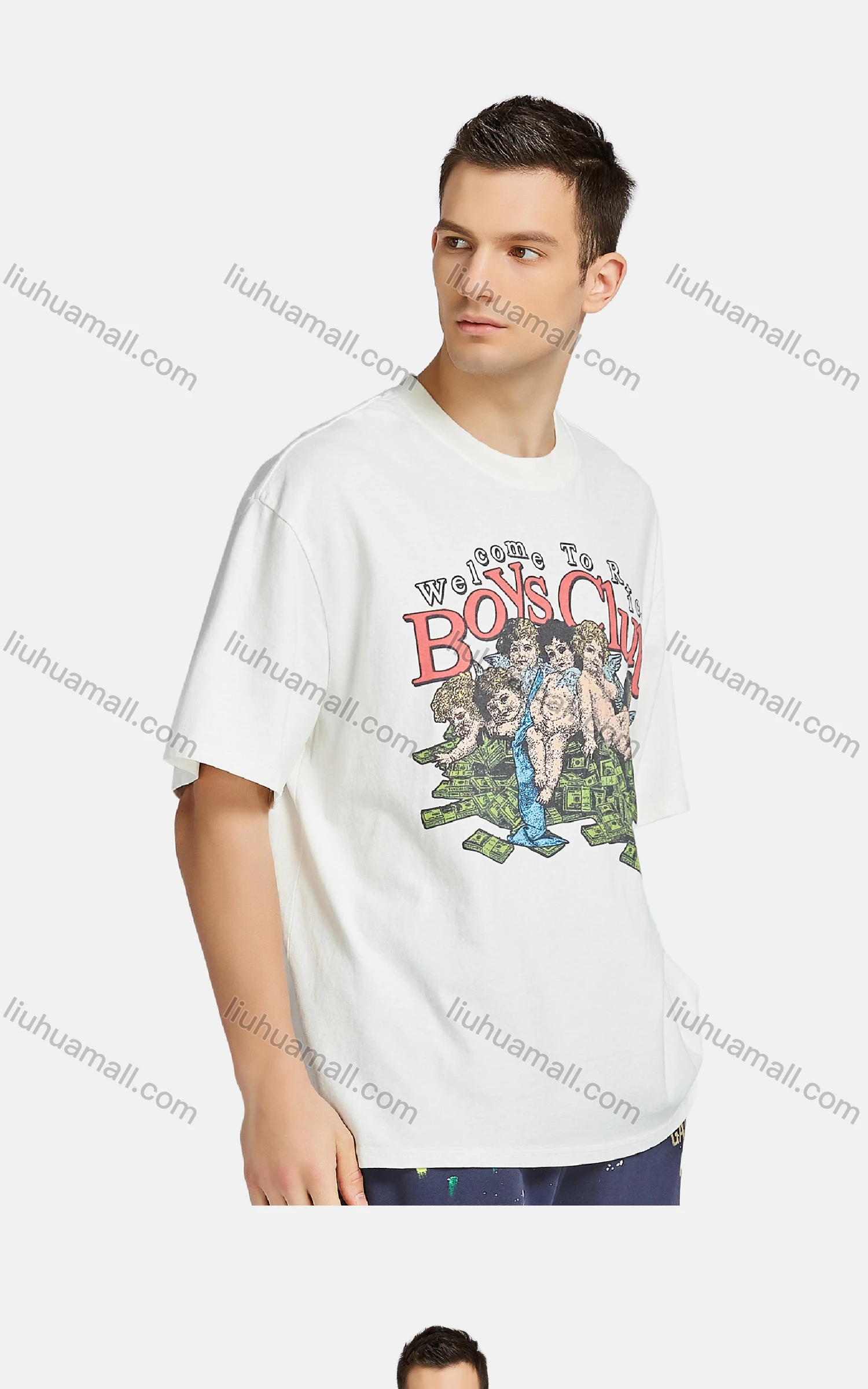 Wholesale Men's Hip Hop Casual Crew Neck Short Sleeve Loose Fit Graphic Letter T-shirt - Liuhuamall