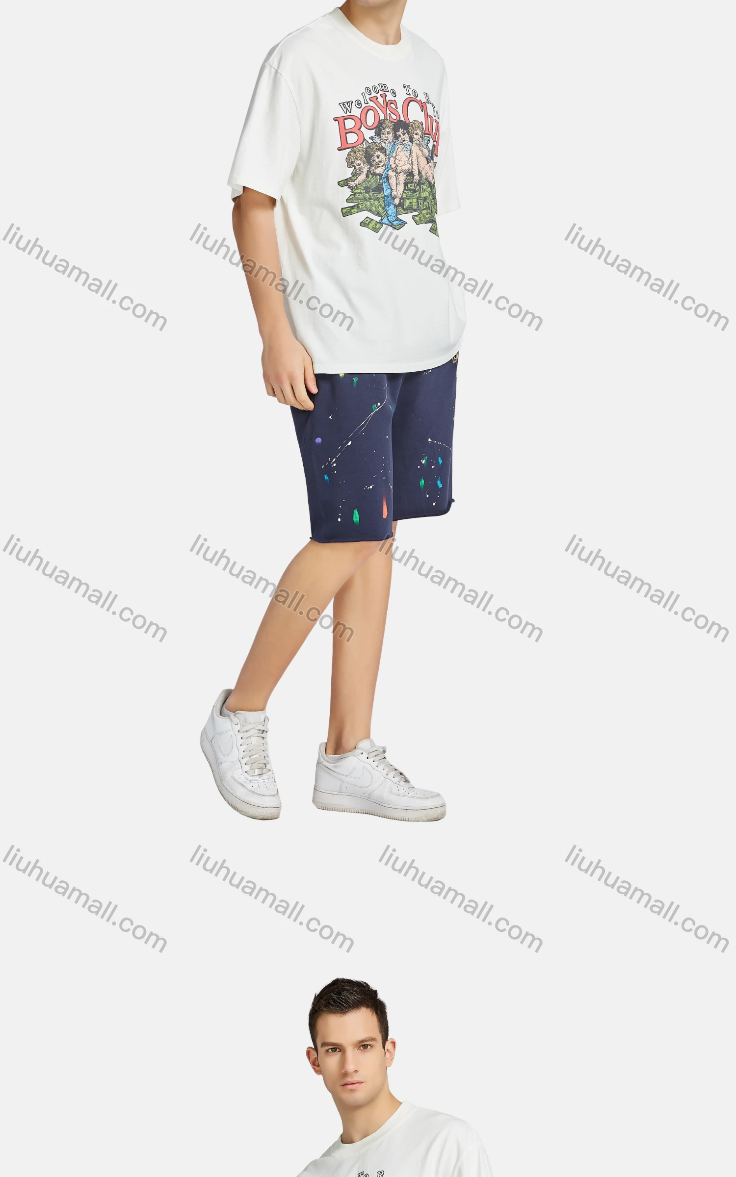 Wholesale Men's Hip Hop Casual Crew Neck Short Sleeve Loose Fit Graphic Letter T-shirt - Liuhuamall