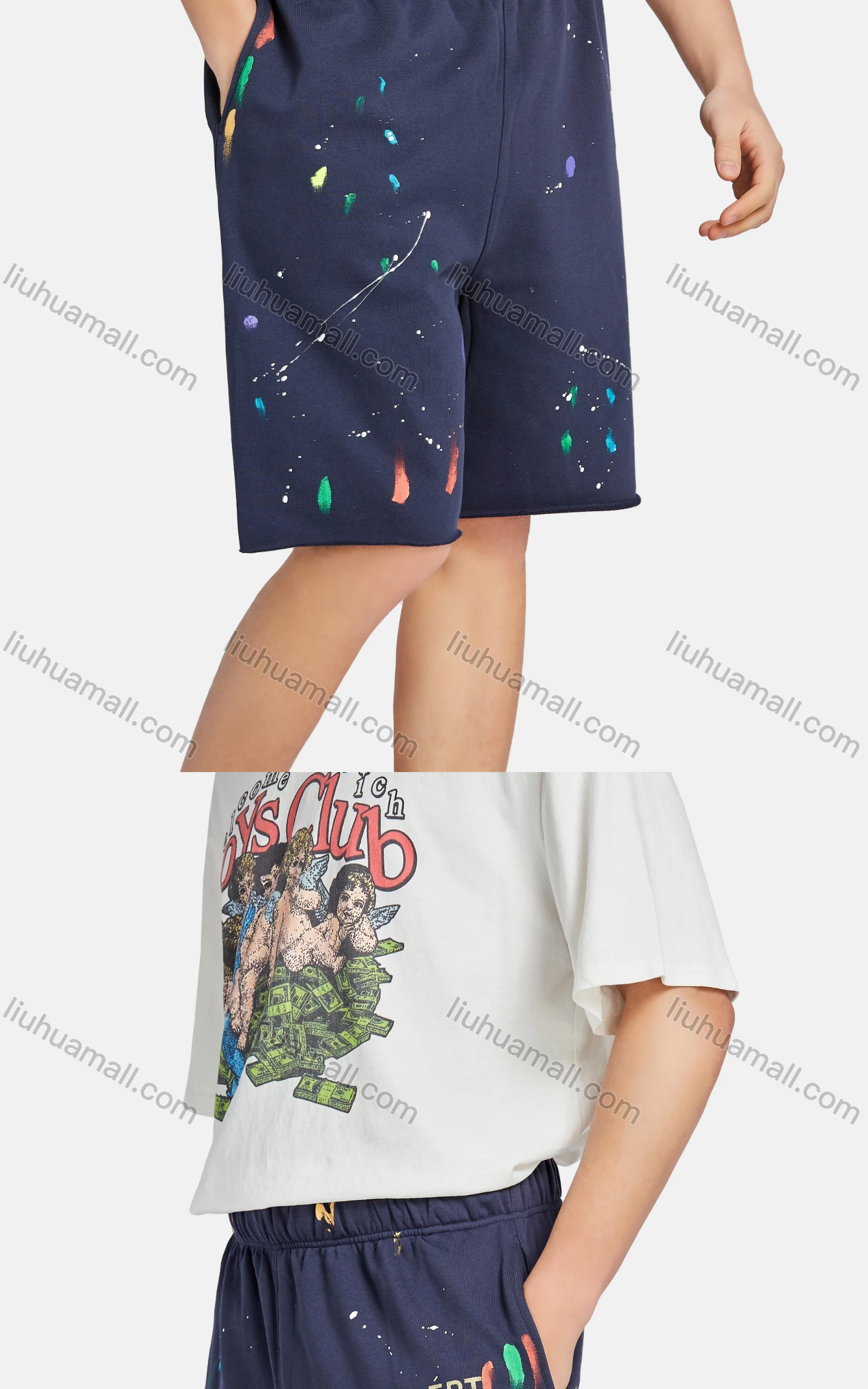 Wholesale Men's Hip Hop Casual Crew Neck Short Sleeve Loose Fit Graphic Letter T-shirt - Liuhuamall