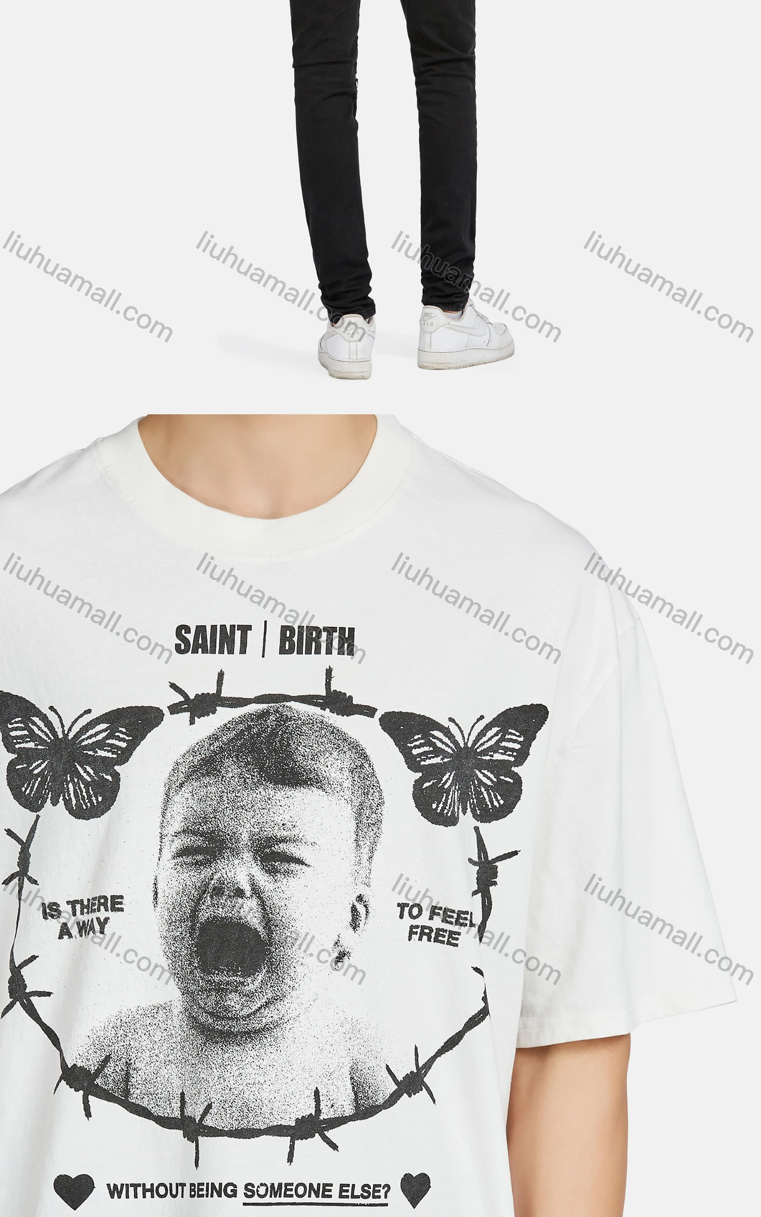 Wholesale Men's Hip Hop Casual Crew Neck Short Sleeve Loose Fit Graphic Letter T-shirt - Liuhuamall