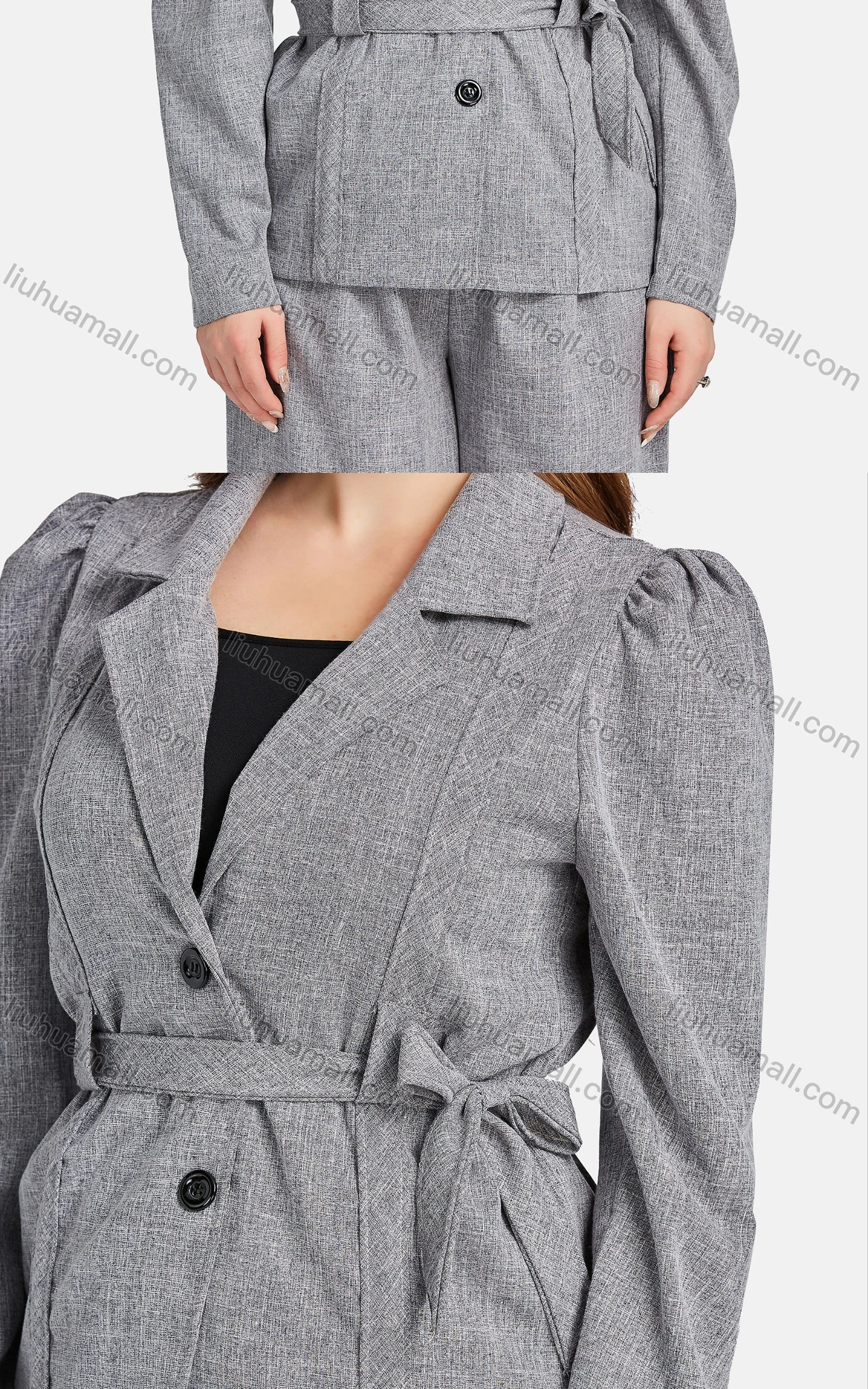 Wholesale Women's Casual Lapel Plain Patch Pockets Suit Jacket 2-piece Set - Liuhuamall