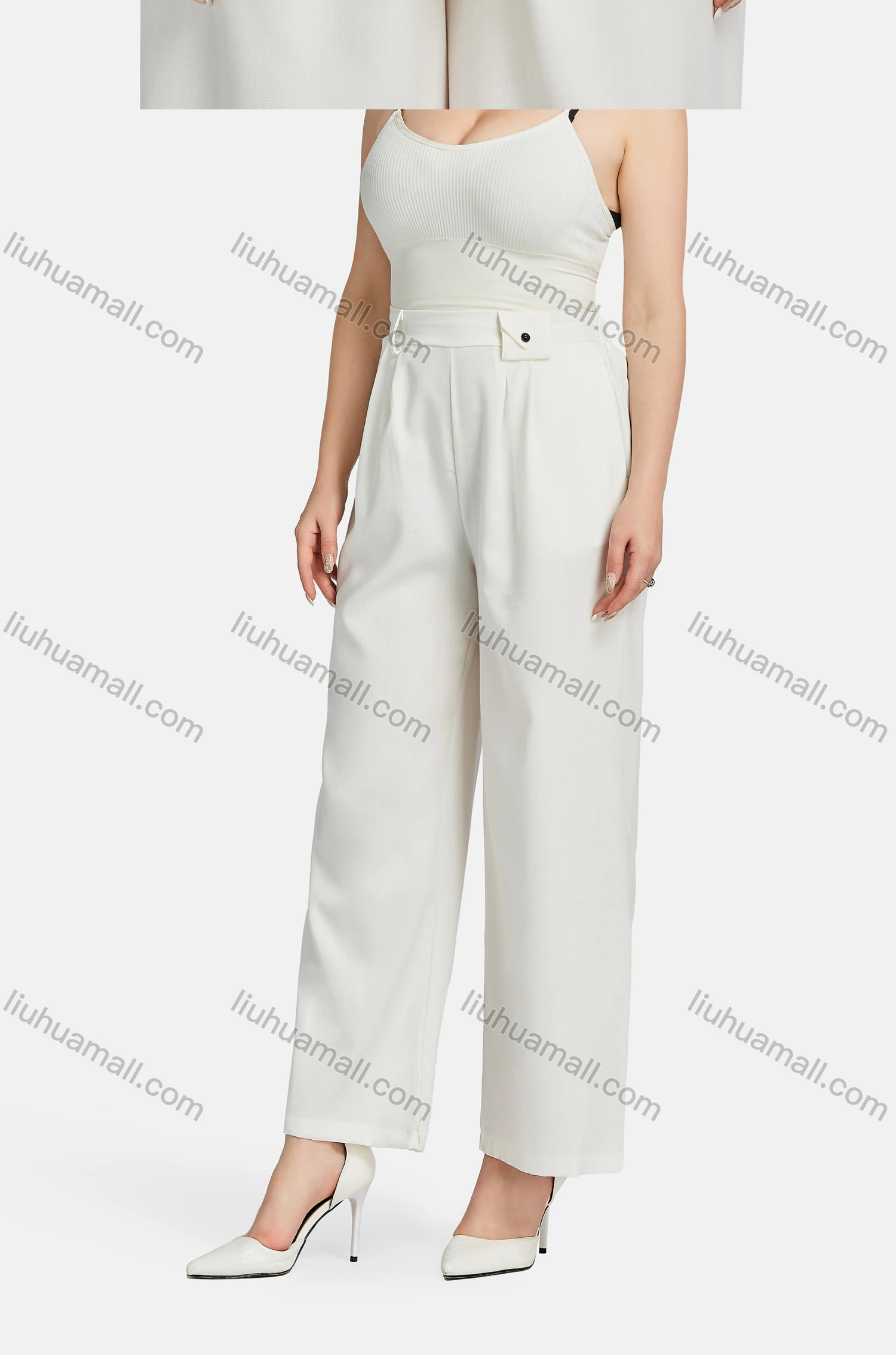 Wholesale Women's Casual Lapel Plain Patch Pockets Tie Front Cardigan 2-piece Set - Liuhuamall