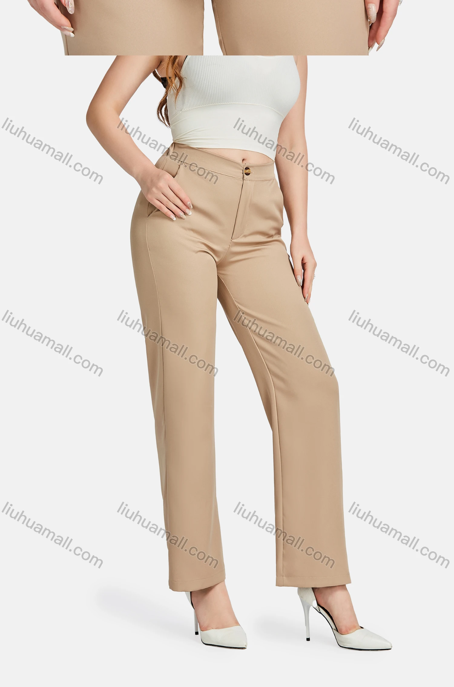 Wholesale Women's Formal Lapel Long Sleeve Plain Wrap Suit Jackets 2-piece Set - Liuhuamall
