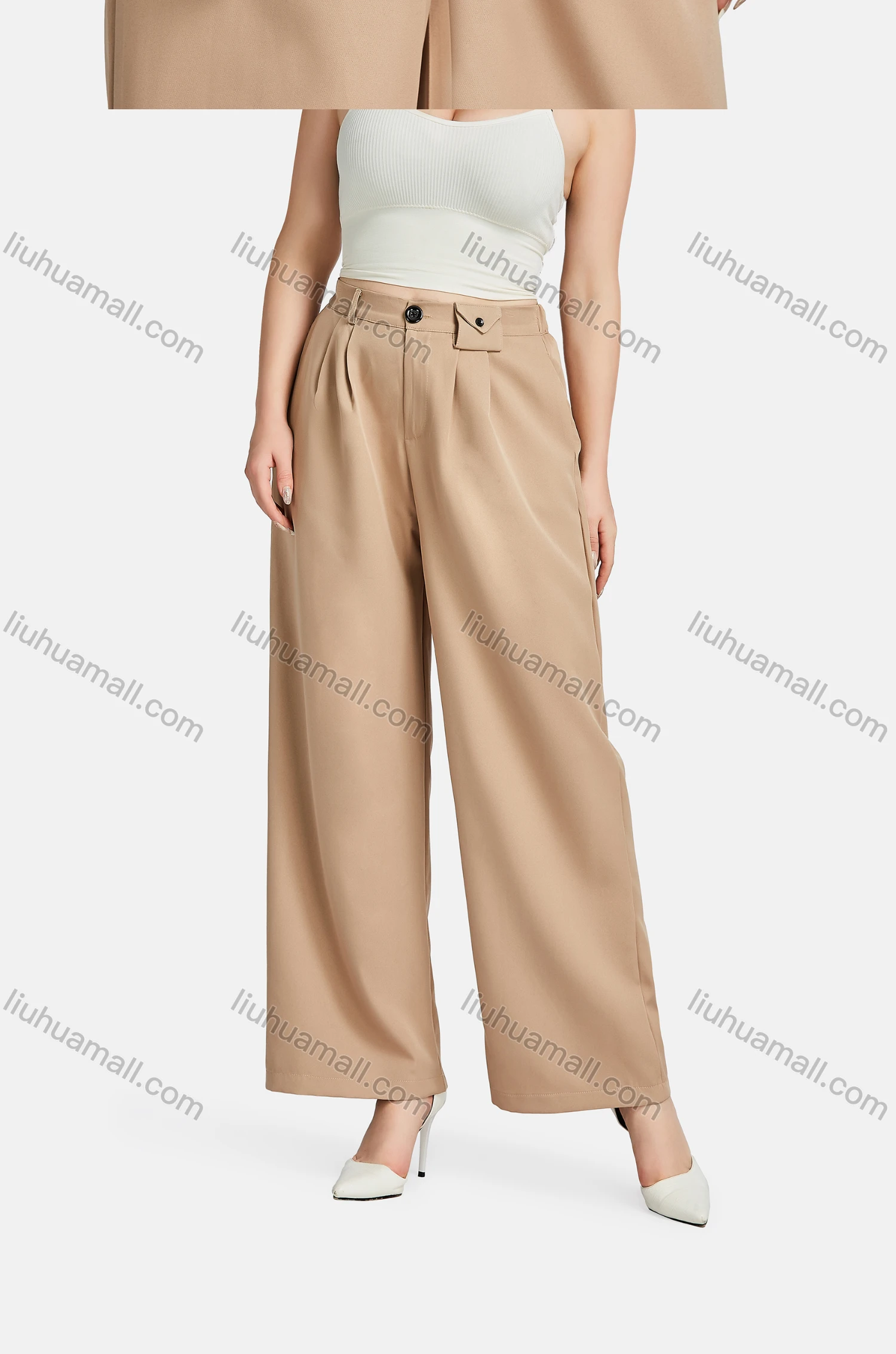 Wholesale Women's Formal Lapel Long Sleeve Plain Crop Suit Jackets 2-piece Set - Liuhuamall