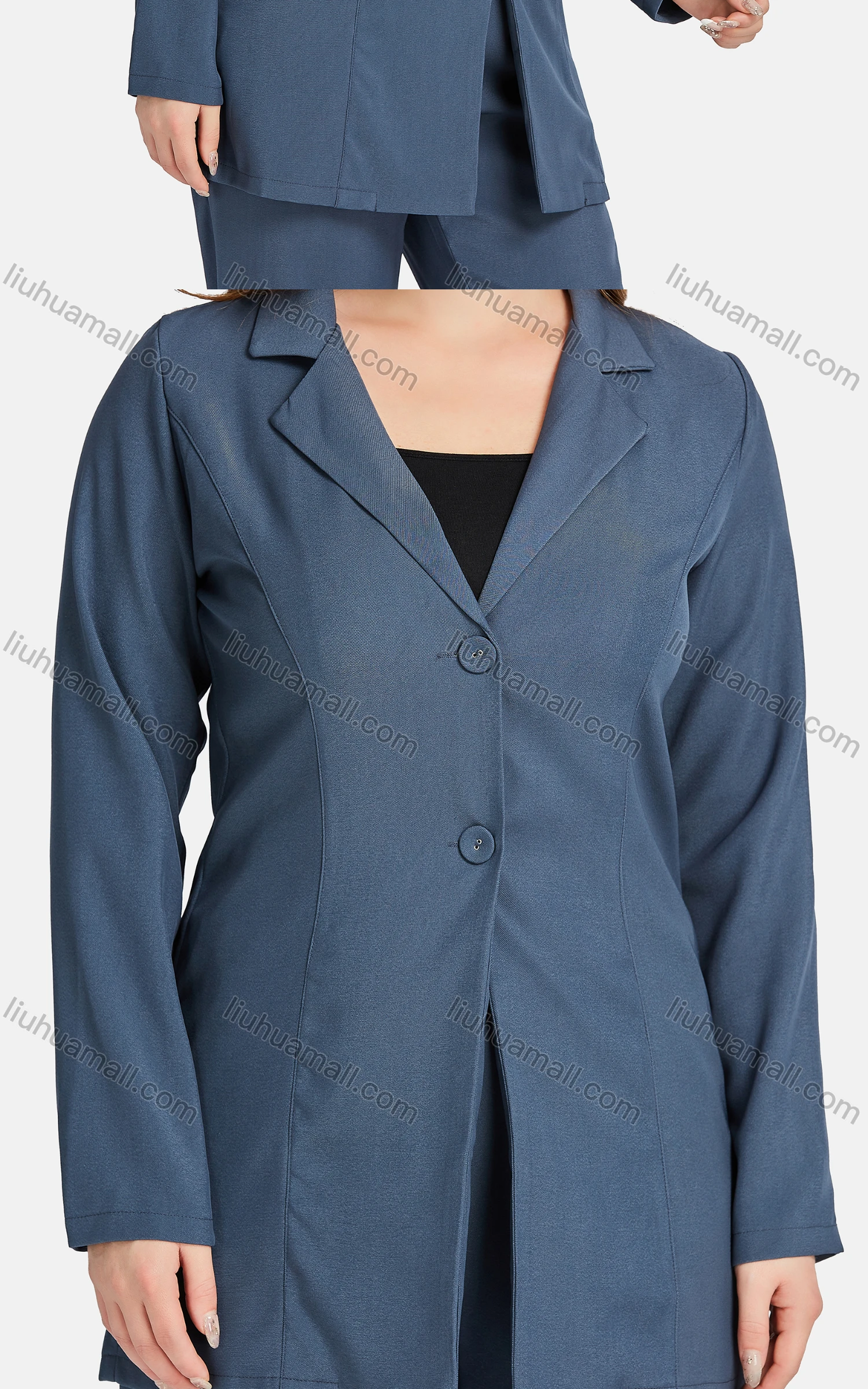 Wholesale Women's Formal Lapel Long Sleeve Single Breasted Plain Suit Jackets 2-piece Set - Liuhuamall