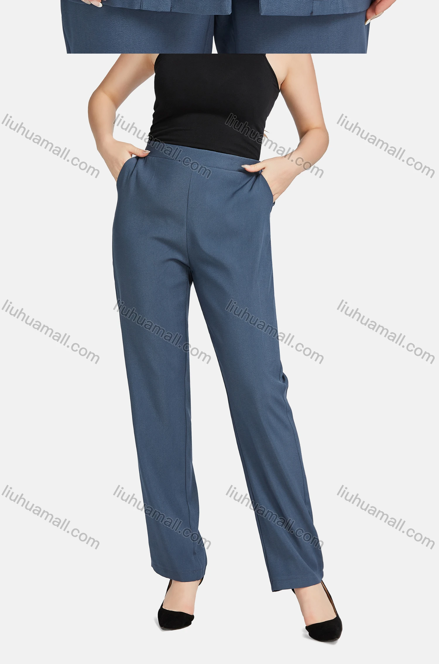 Wholesale Women's Formal Lapel Long Sleeve Single Breasted Plain Suit Jackets 2-piece Set - Liuhuamall