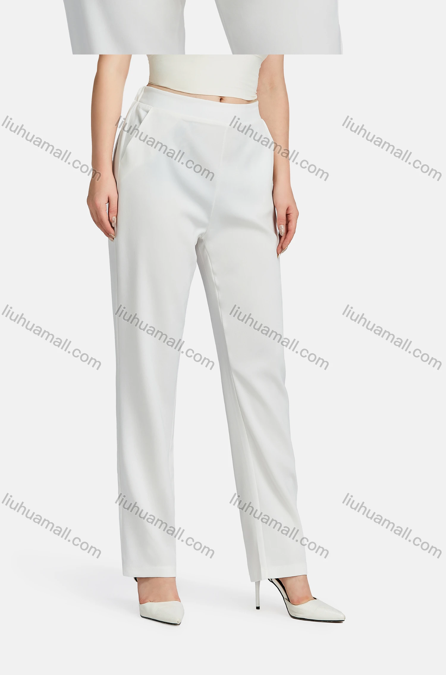 Wholesale Women's Formal Long Sleeve Button Front Belted Plain Suit Jackets 2-piece Set - Liuhuamall