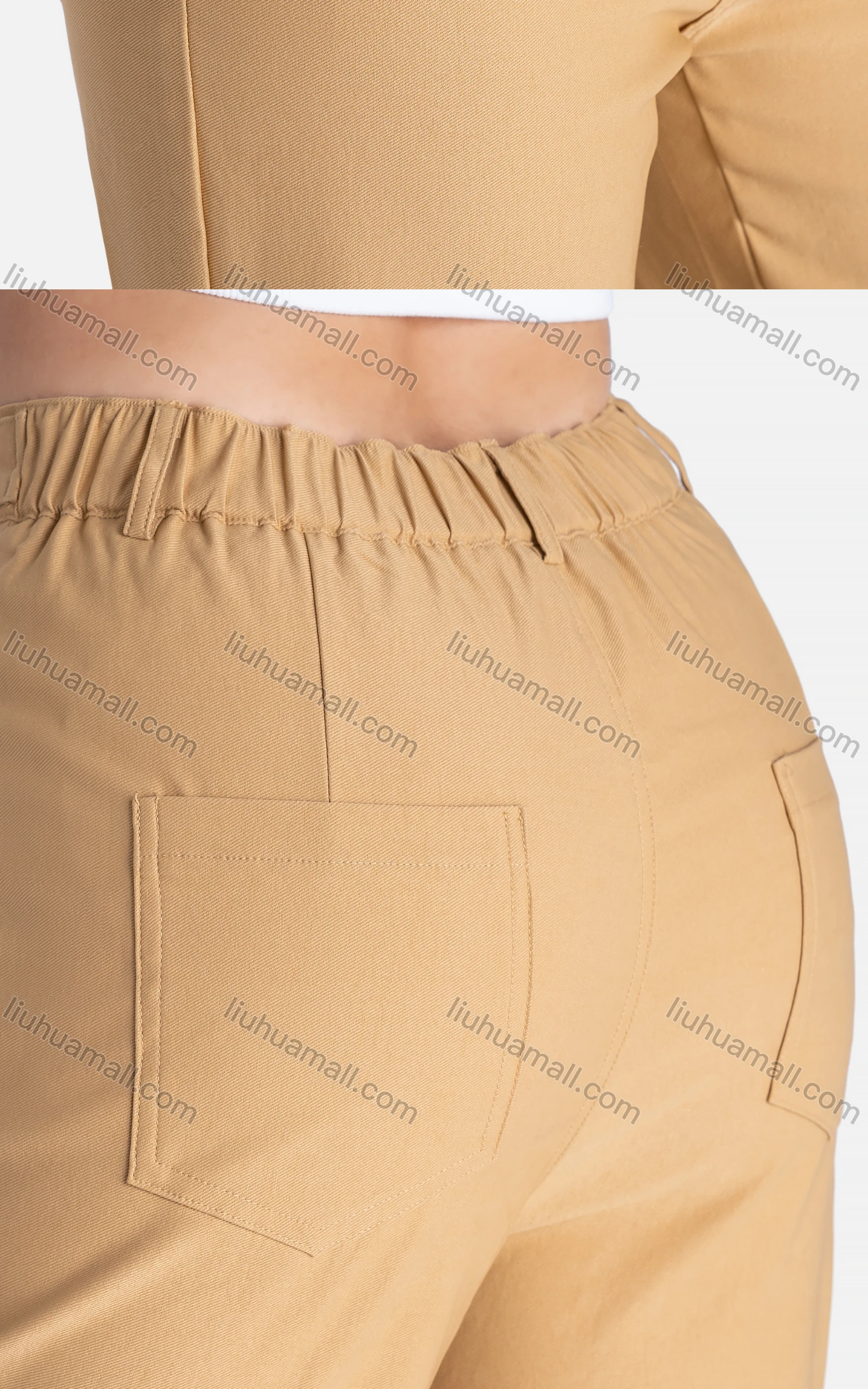 Wholesale Women's Casual Slim Fit Pockets Plain High Waist Cropped Pants - Liuhuamall