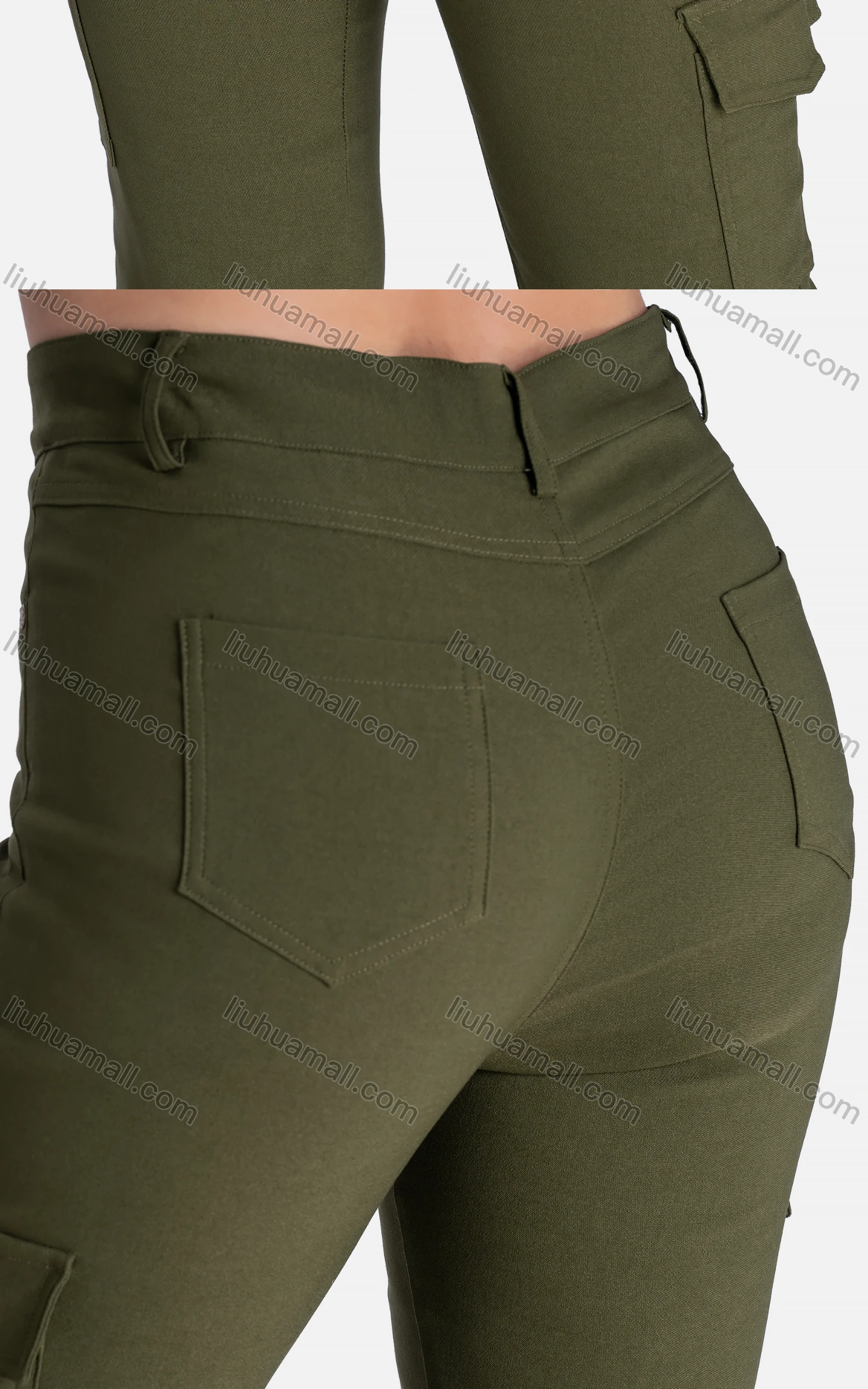 Wholesale Women's Casual Skinny Fit Pockets Plain High Waist Pants - Liuhuamall