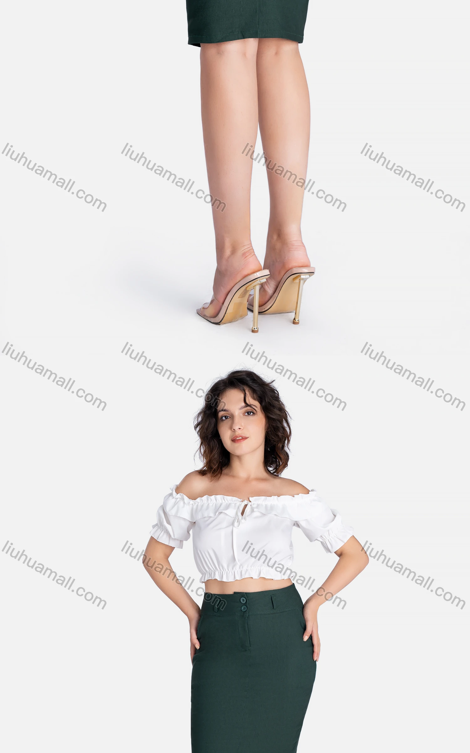 Wholesale Women's Business Quarter Zip Pockets Plain High Waist Pencil Skirts - Liuhuamall