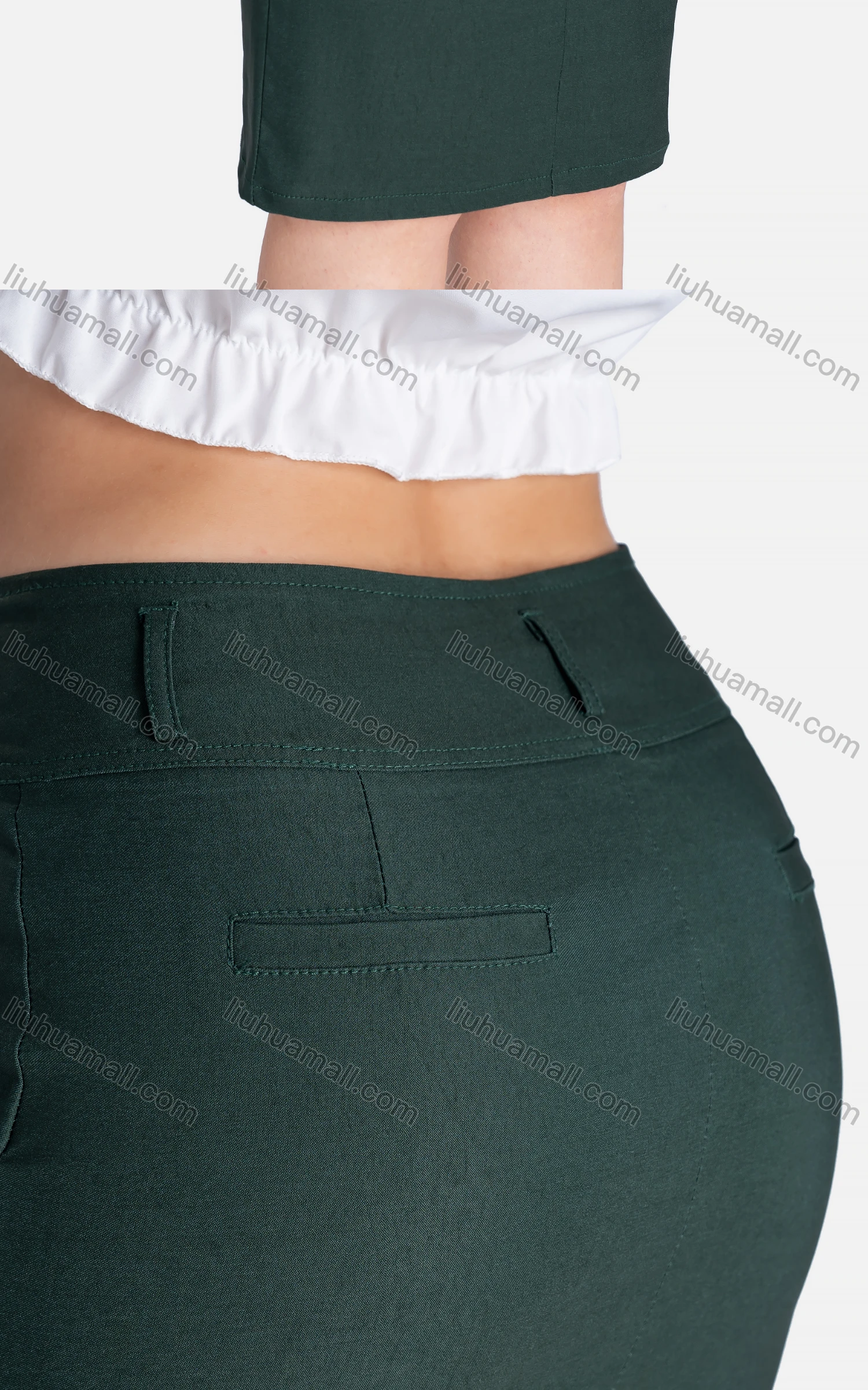 Wholesale Women's Business Quarter Zip Pockets Plain High Waist Pencil Skirts - Liuhuamall