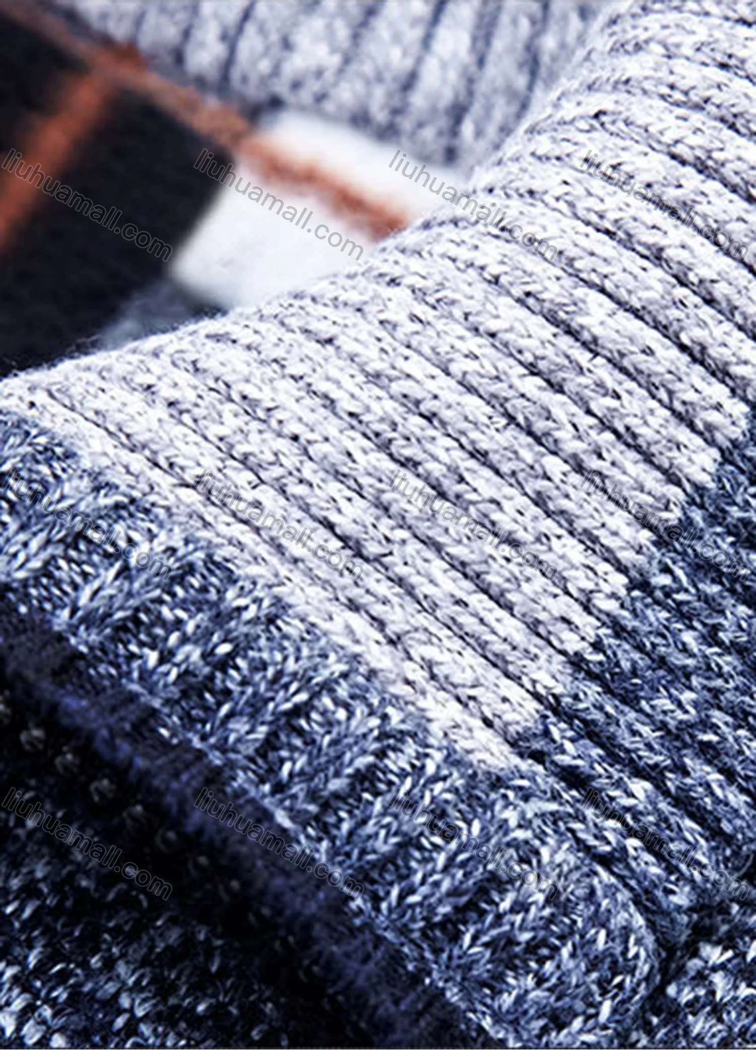 Wholesale Men's Casual Stand Collar Long Sleeve Zip Sweater Knitted Jacket - Liuhuamall