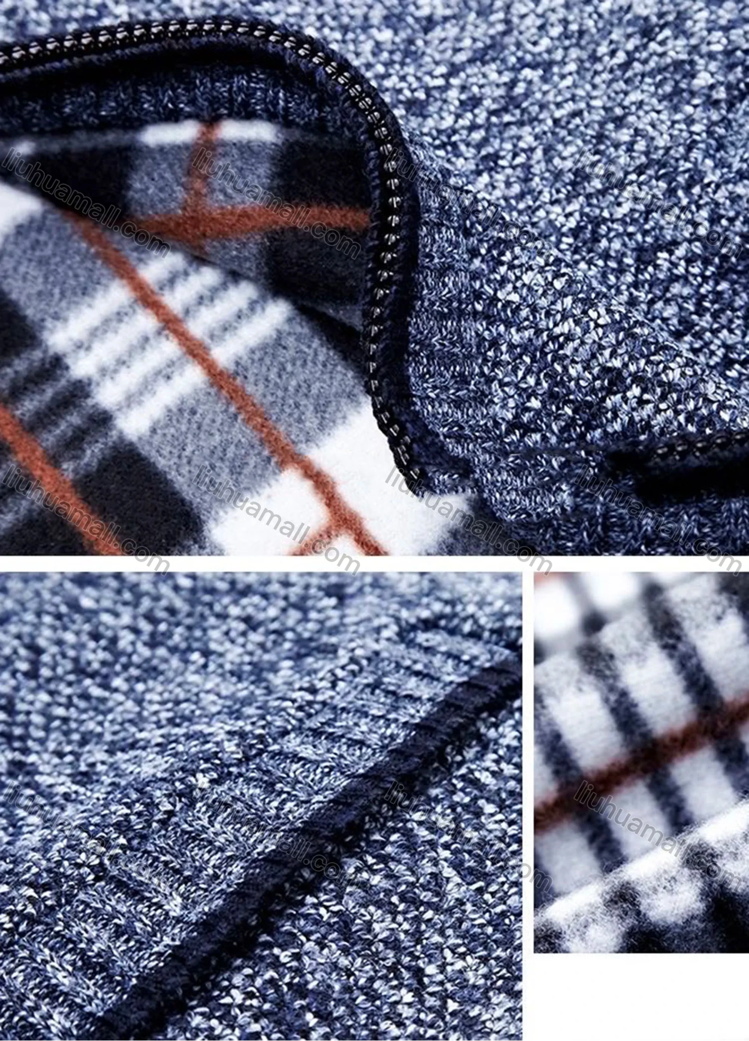 Wholesale Men's Casual Stand Collar Long Sleeve Zip Sweater Knitted Jacket - Liuhuamall