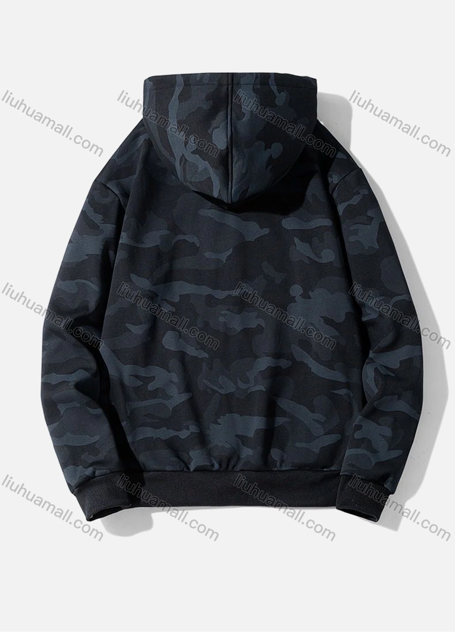 Wholesale Men's Casual Camouflage Drawstring Long Sleeve Zip Hooded Jacket - Liuhuamall